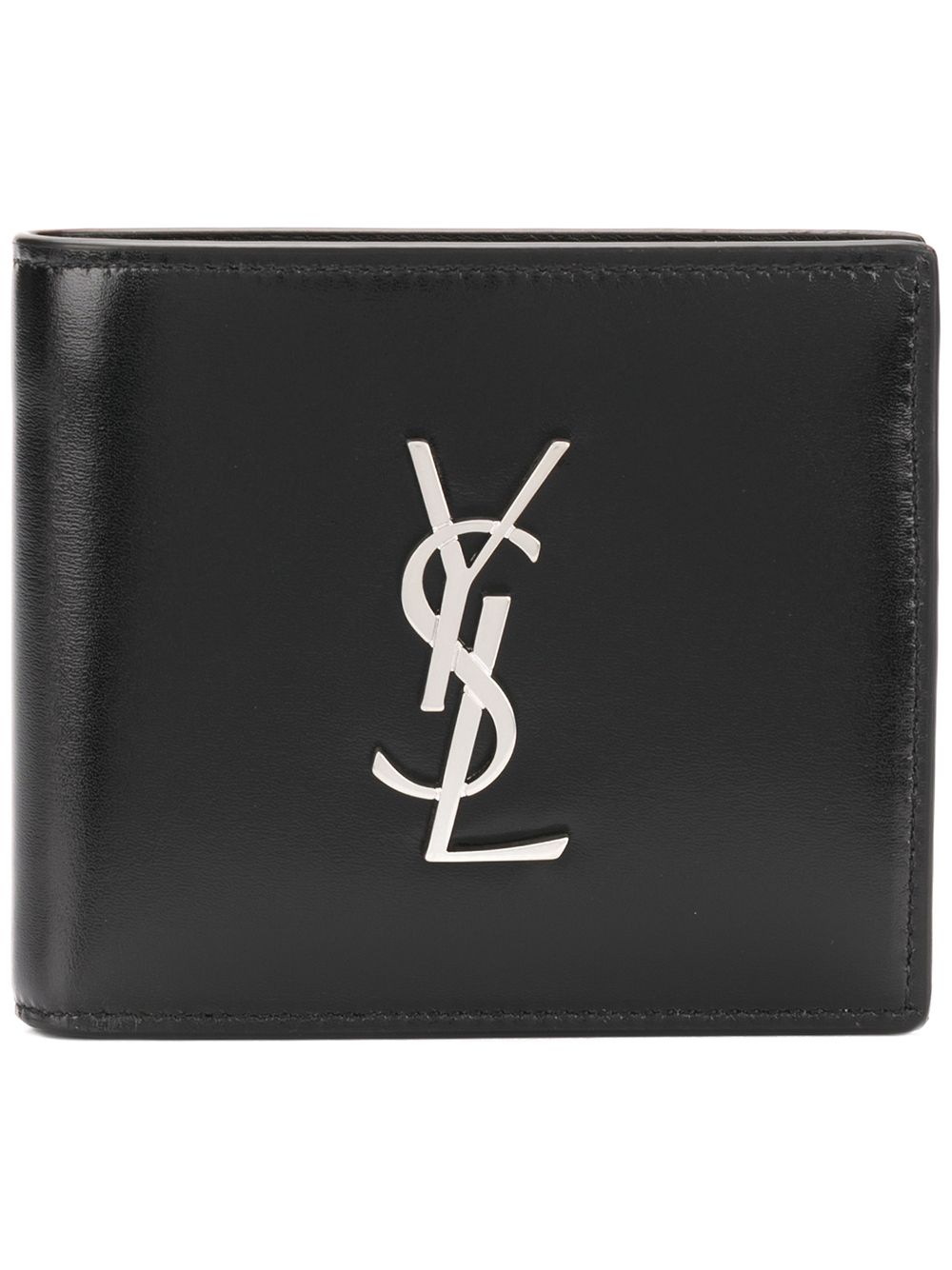 Saint Laurent 花压字印花对折钱包 - 黑色