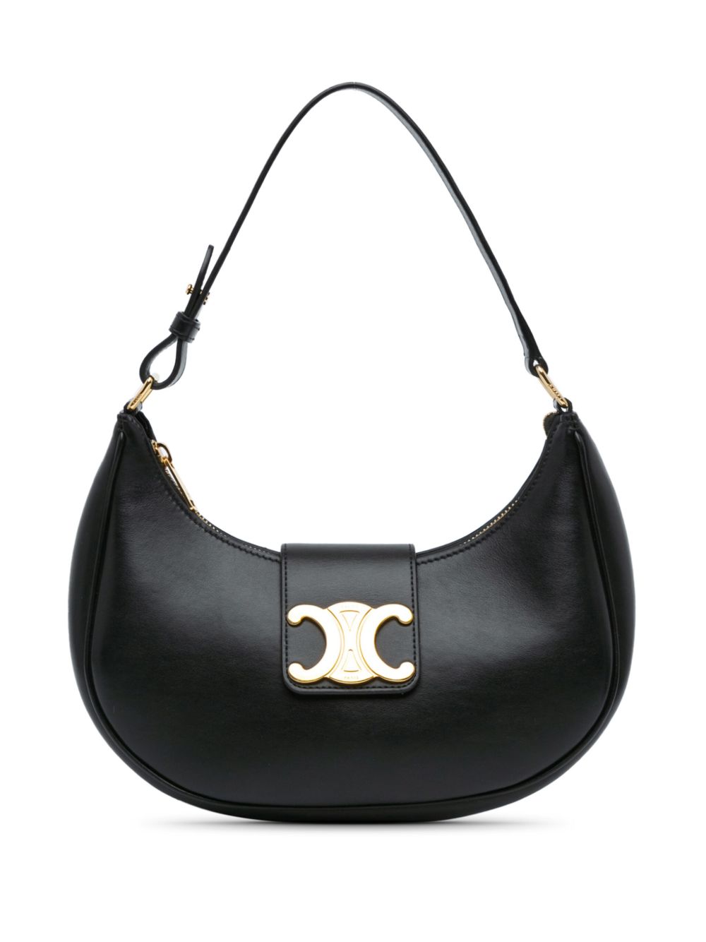 Céline Pre-Owned Triomphe Ava 中号皮质单肩包（2023年典藏款） - 黑色