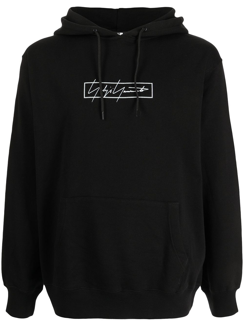 Yohji Yamamoto logo印花连帽衫 - 黑色