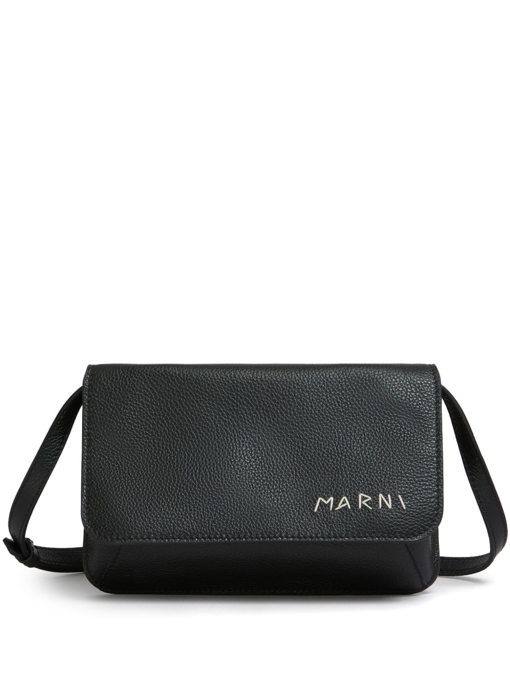 Marni logo刺绣皮质腰包 - 黑色
