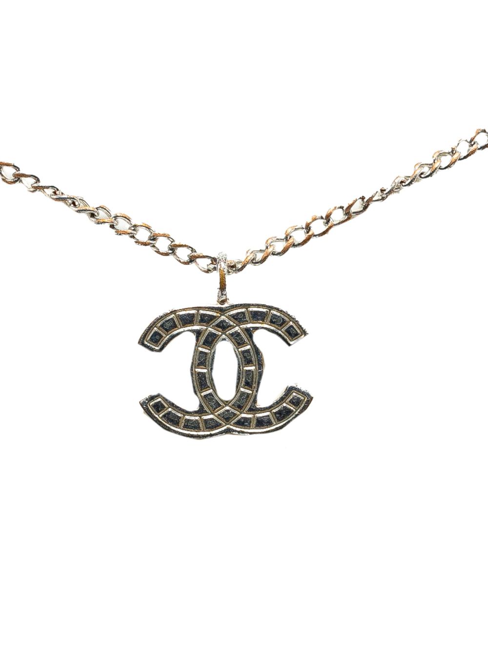 CHANEL Pre-Owned 镀银 CC 吊饰项链（2004年典藏款） - 银色