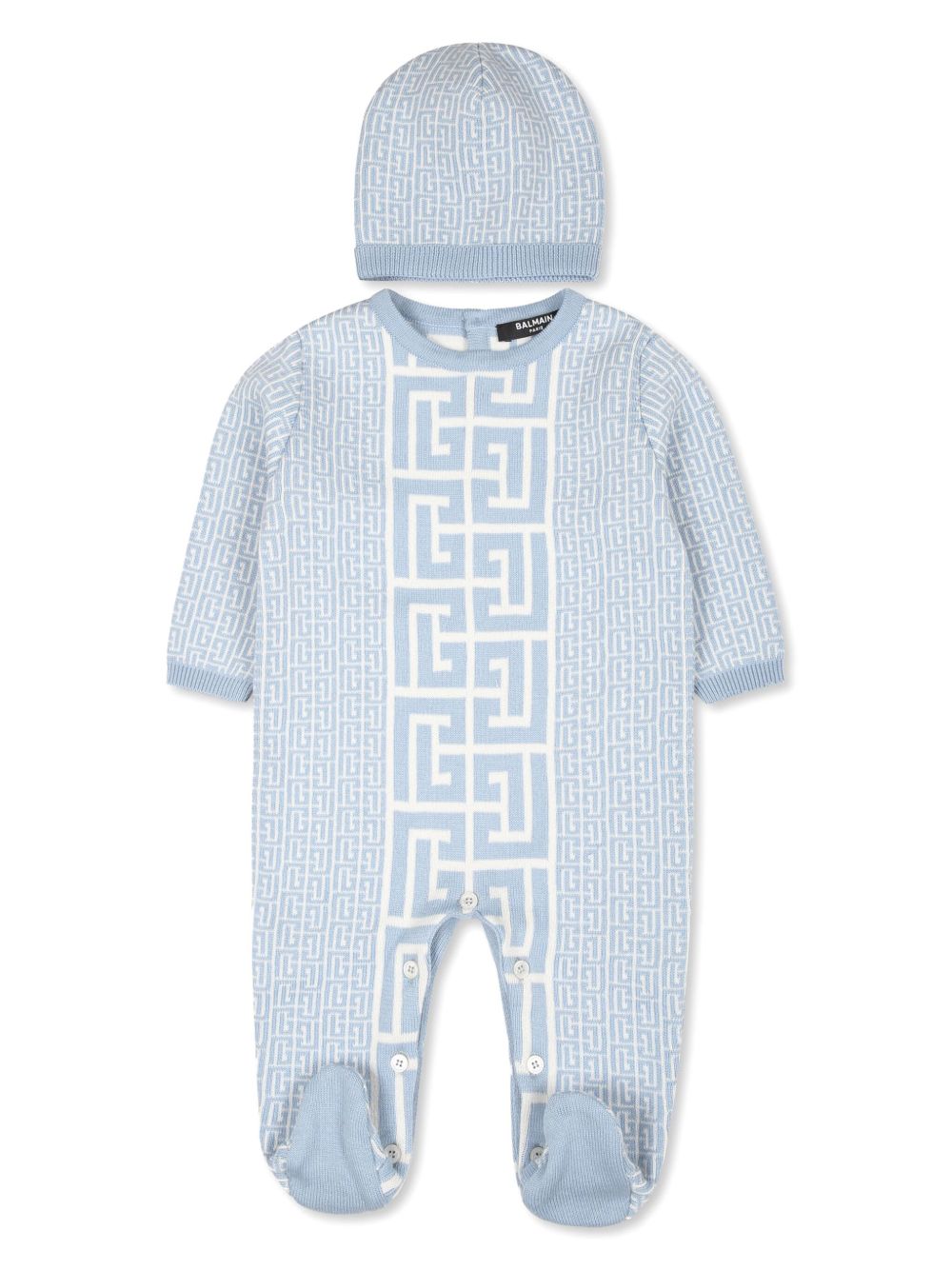 Balmain Kids 经典logo印花连体衣套装 - 蓝色