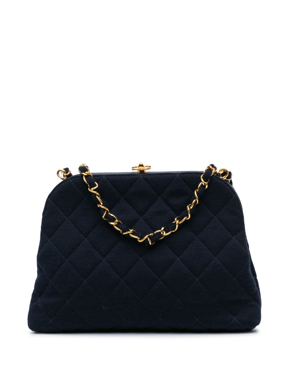 CHANEL Pre-Owned Quilted Jersey Frame Chain 斜挎包（1996-1997年典藏款） - 蓝色