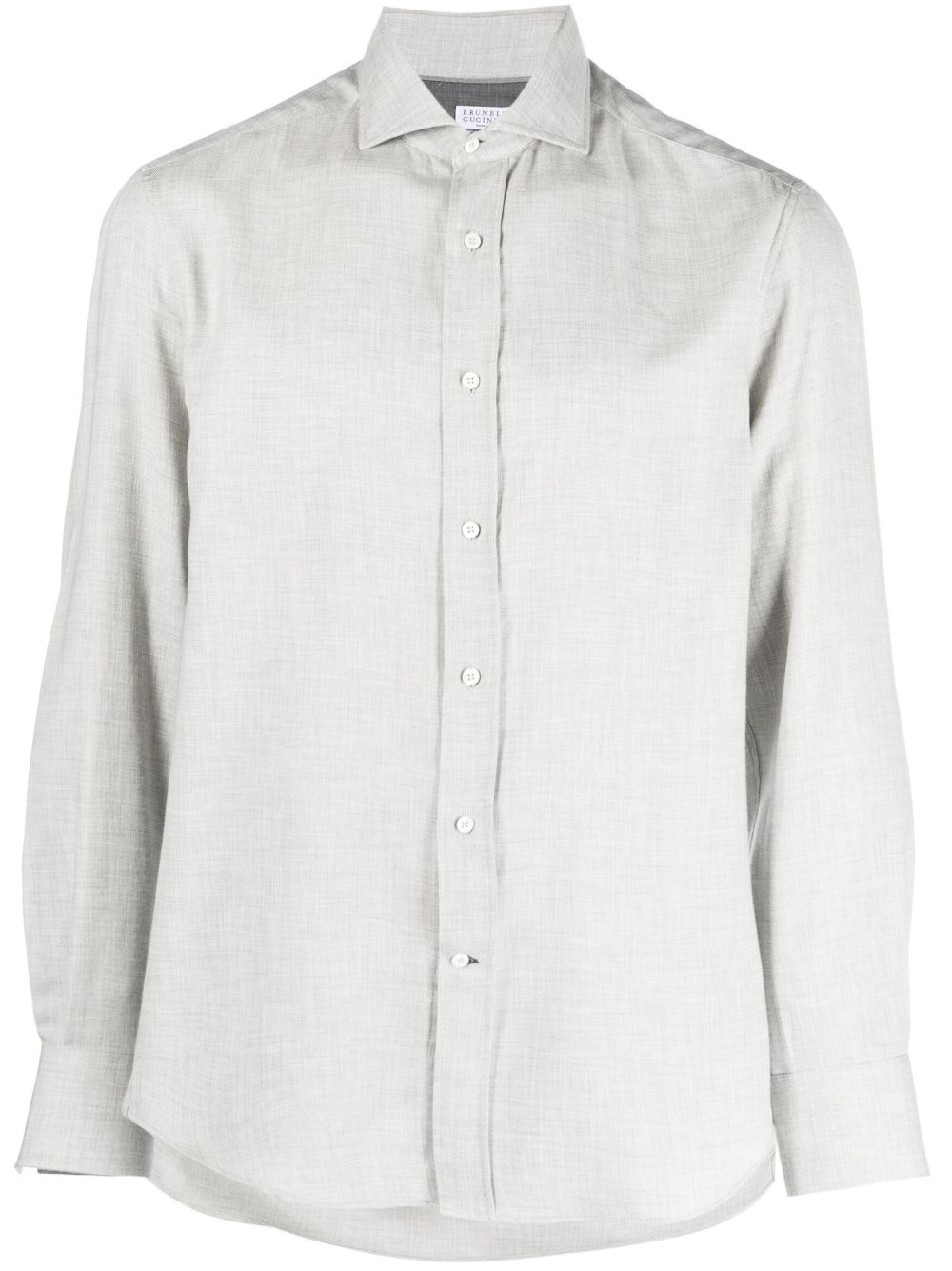 Brunello Cucinelli 长袖棉混纺衬衫 - 灰色