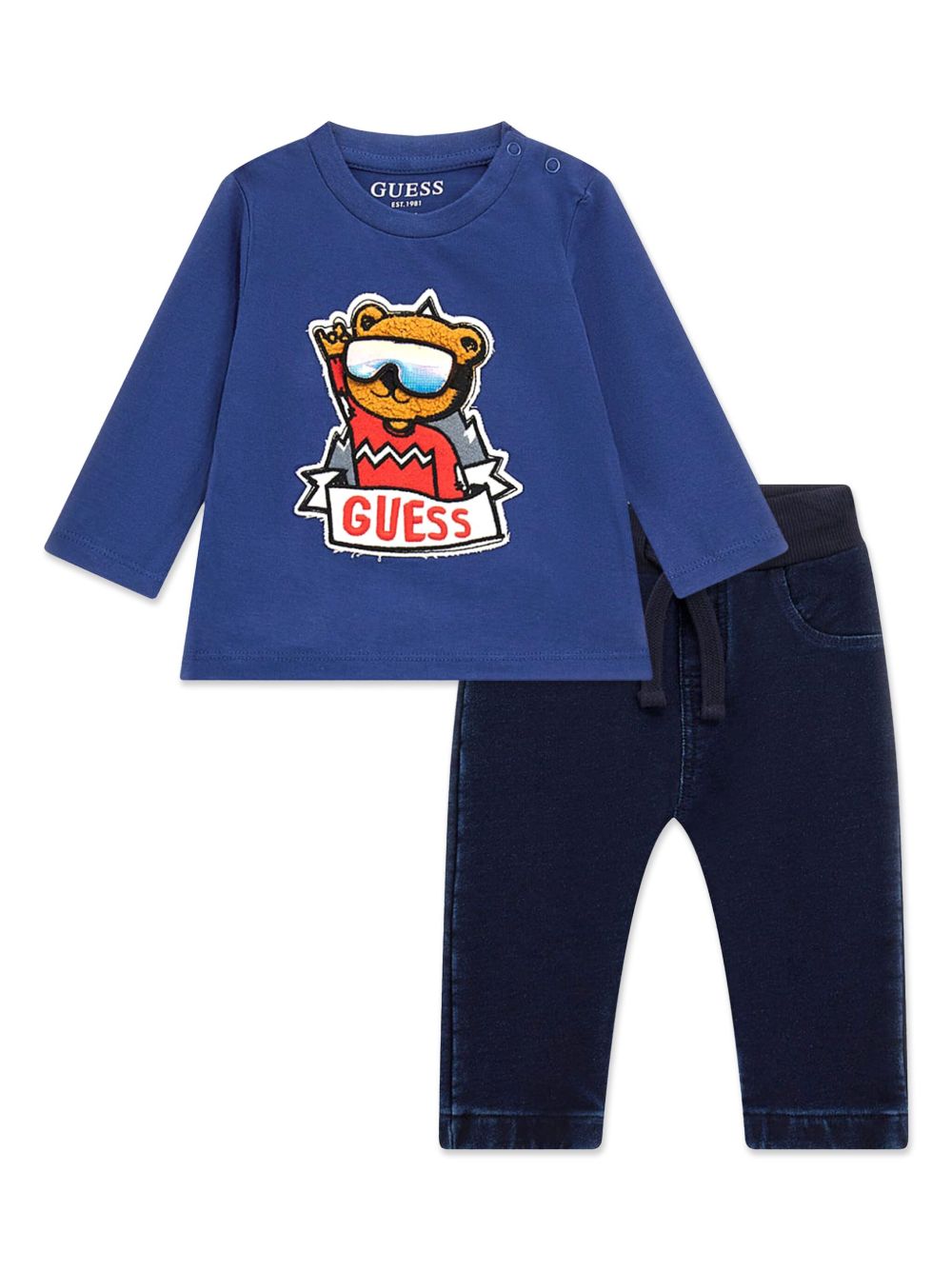 guess kids logo贴花牛仔裤 （两件装） - 蓝色