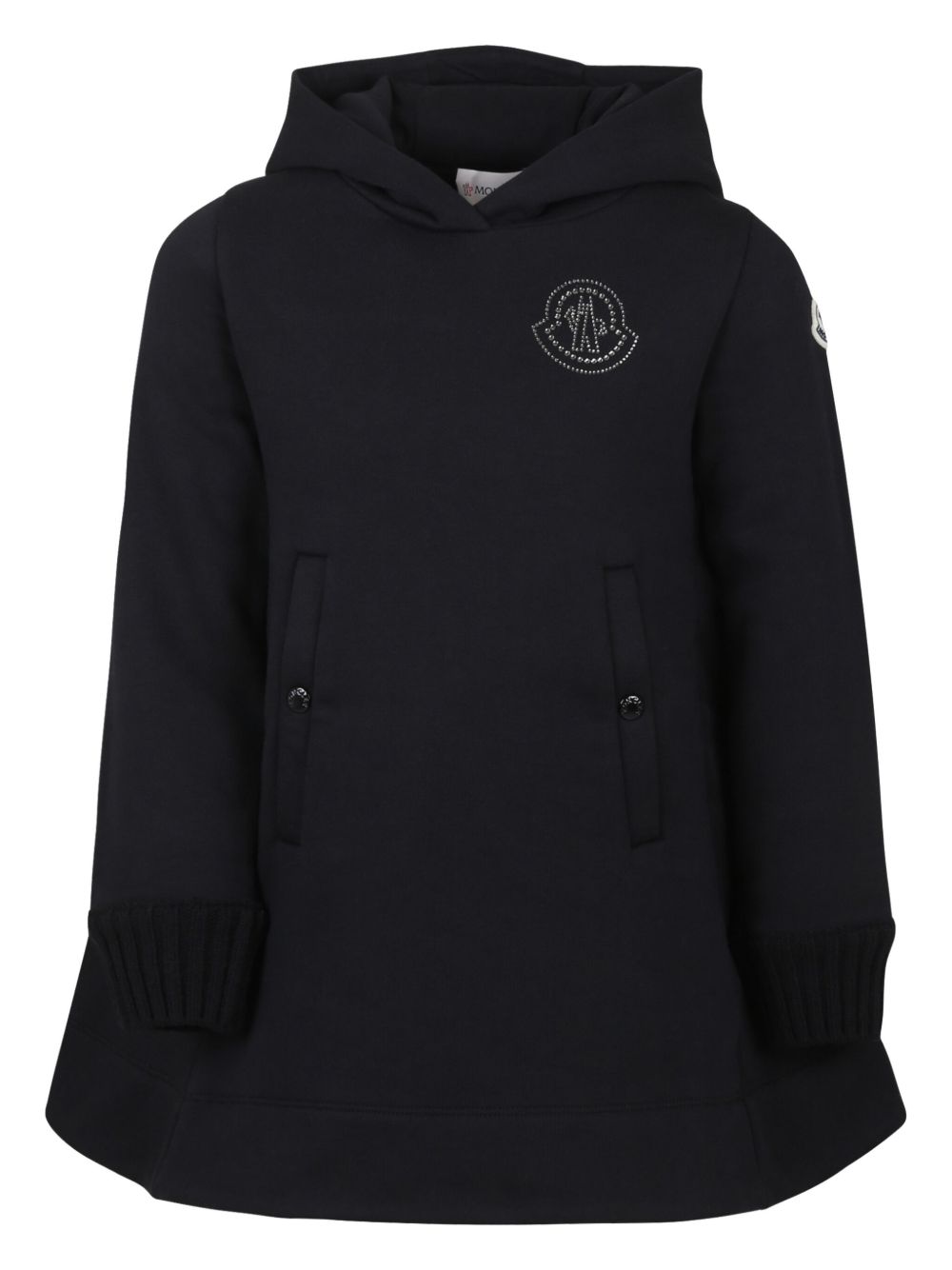 Moncler Enfant 贴花棉连衣裙 - 黑色