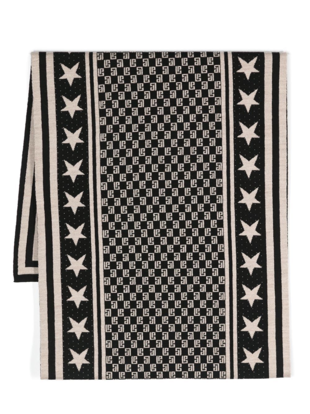 Balmain monogram-pattern merino wool scarf - 黑色