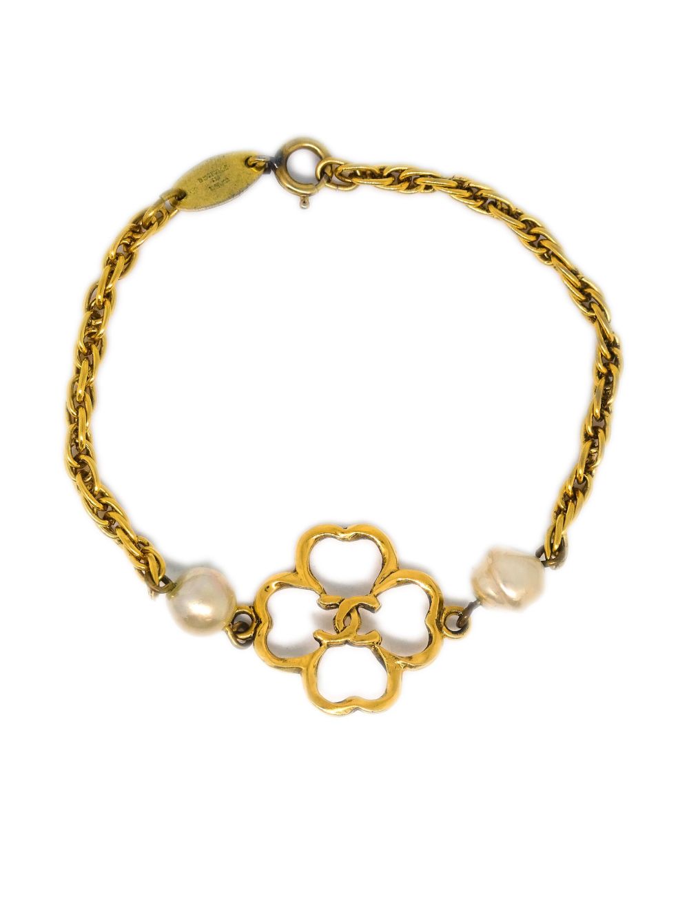 CHANEL Pre-Owned Clover 链式手链（1993年典藏款） - 金色