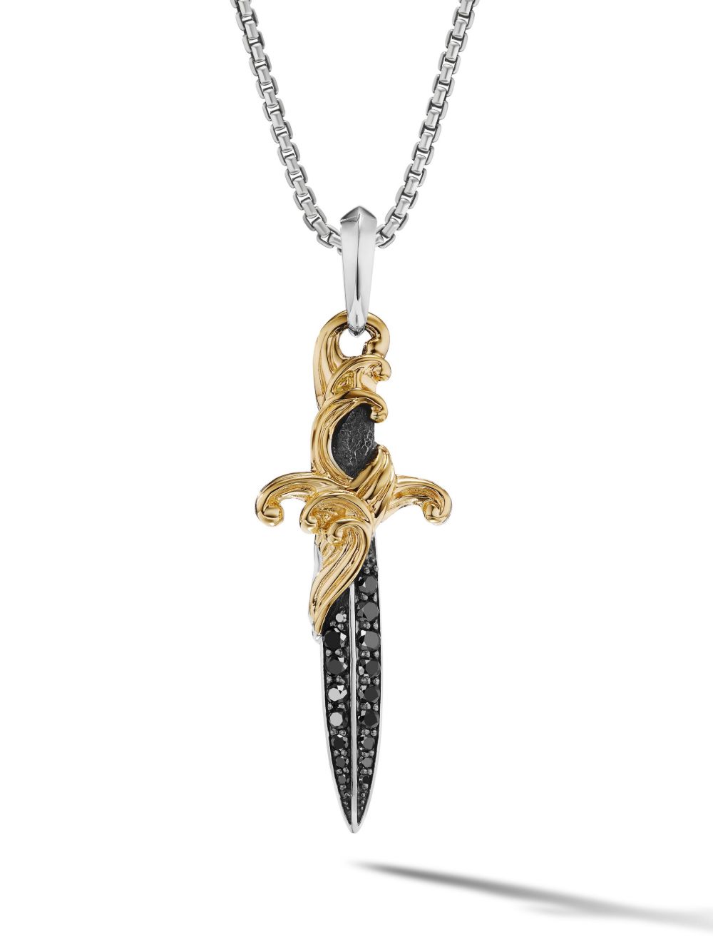 David Yurman 18kt yellow gold Waves Dagger diamond pendant - 银色