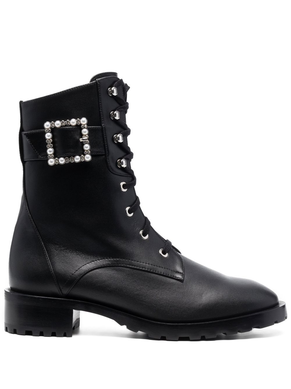 Stuart Weitzman 珠饰扣环及踝靴 - 黑色