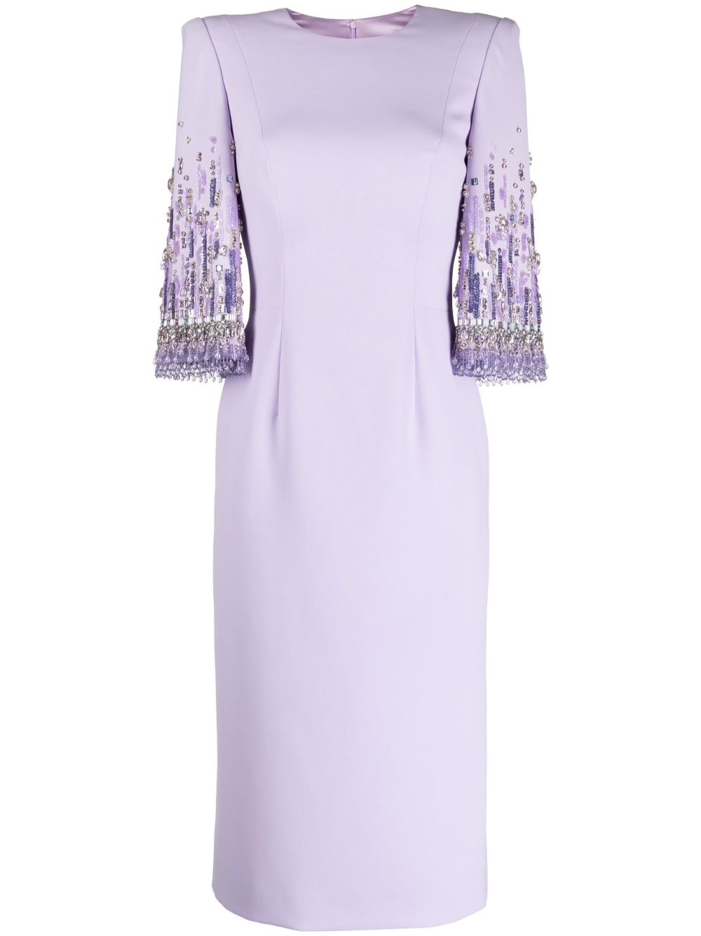 Jenny Packham Bergman 缀饰中长连衣裙 - 紫色