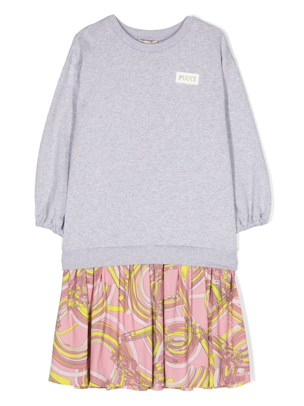 PUCCI Junior 图案印花卫衣式连衣裙 - 灰色