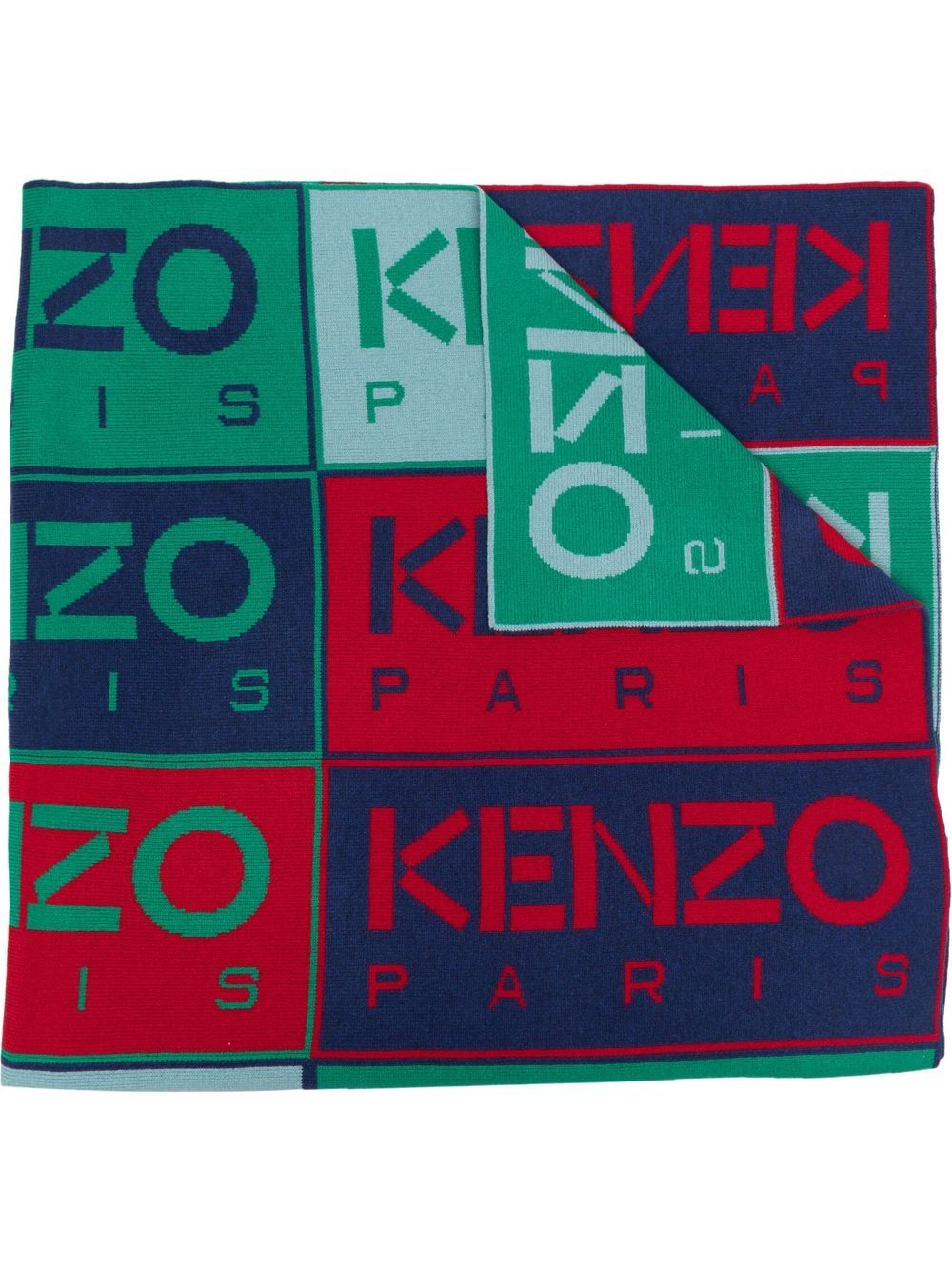Kenzo logo印花围巾 - 绿色