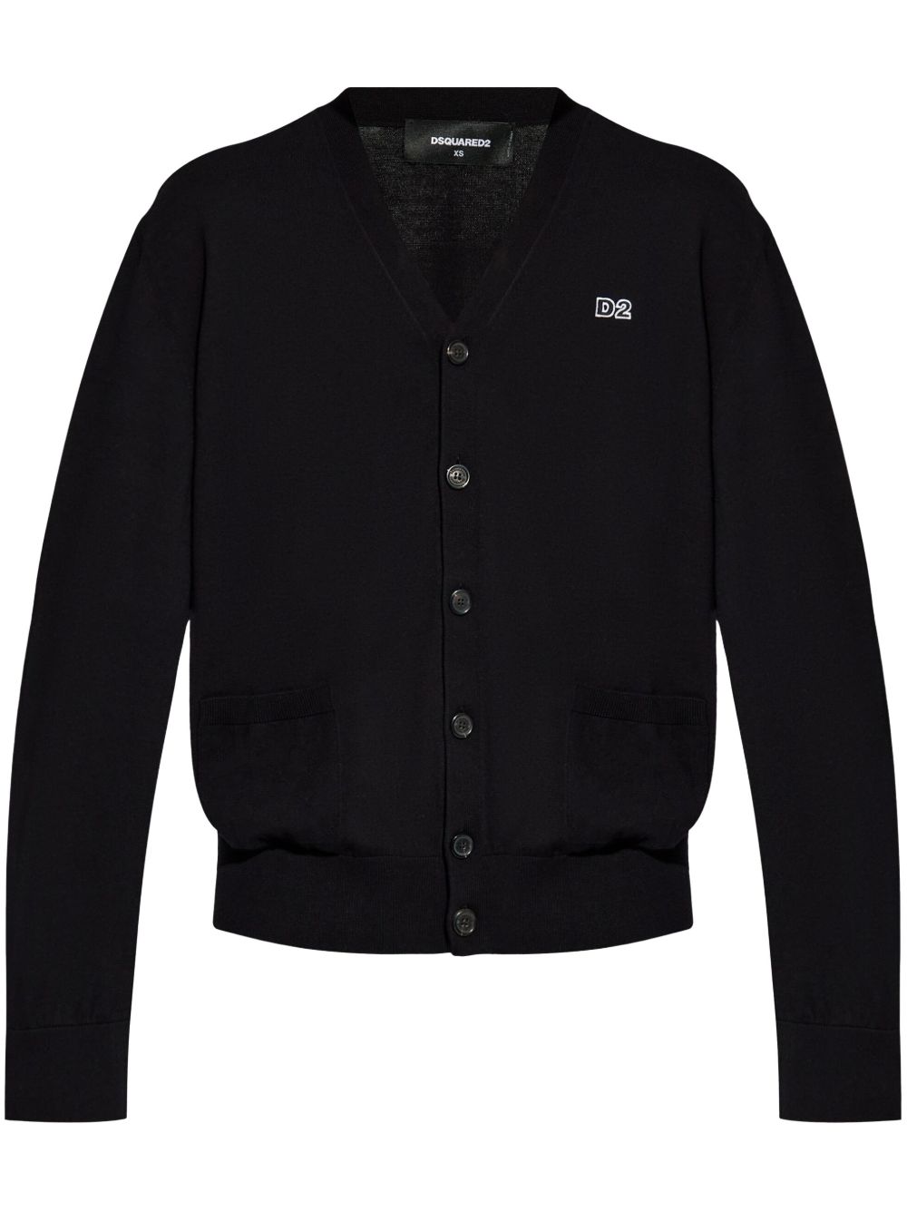 DSQUARED2 logo 贴花棉开衫 - 黑色