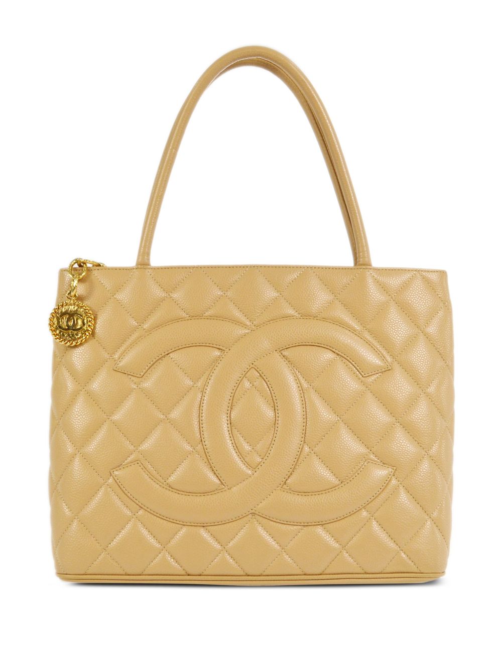 CHANEL Pre-Owned Medallion 绗缝手提包（2003年典藏款） - 中性色