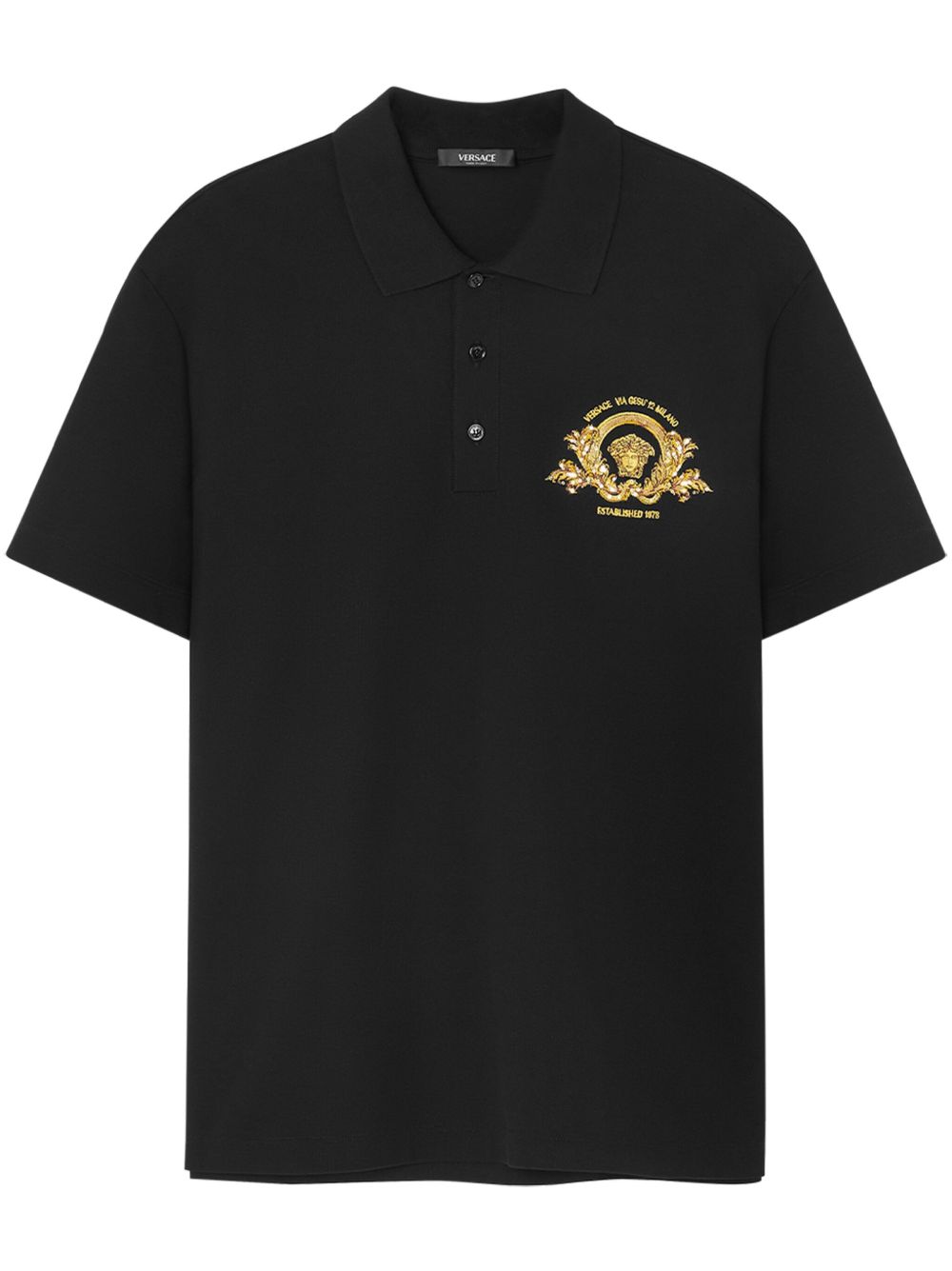 Versace Coupe Blason 刺绣polo衫 - 黑色