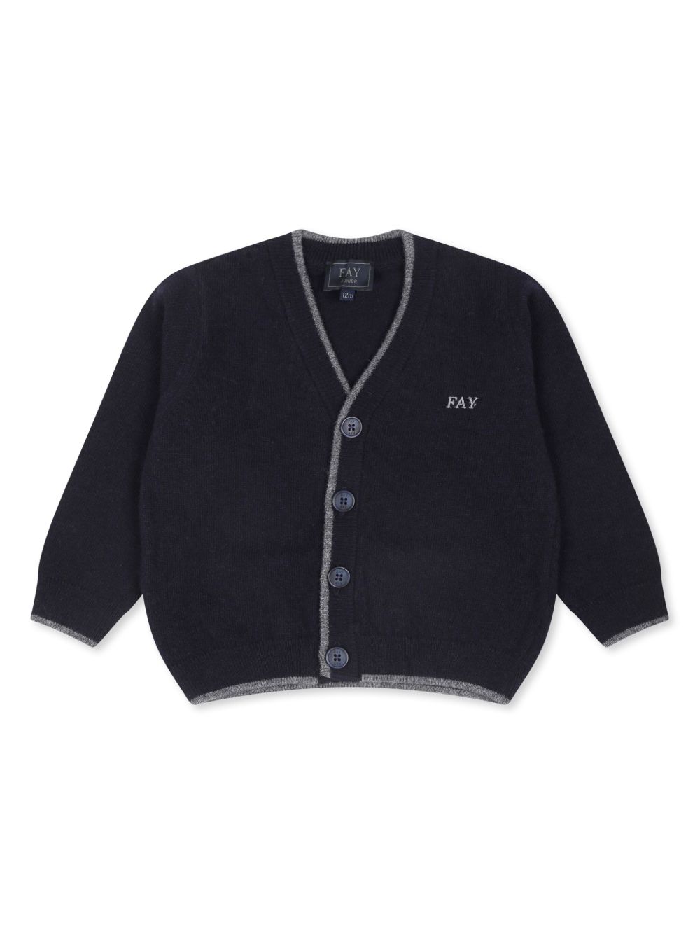 Fay Kids logo刺绣开衫 - 蓝色