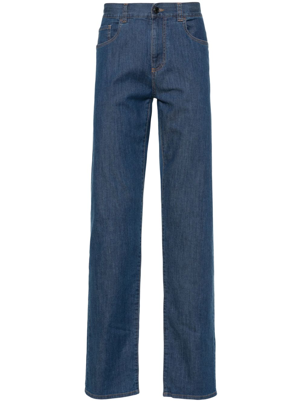 Canali 标贴中腰牛仔裤 - 蓝色