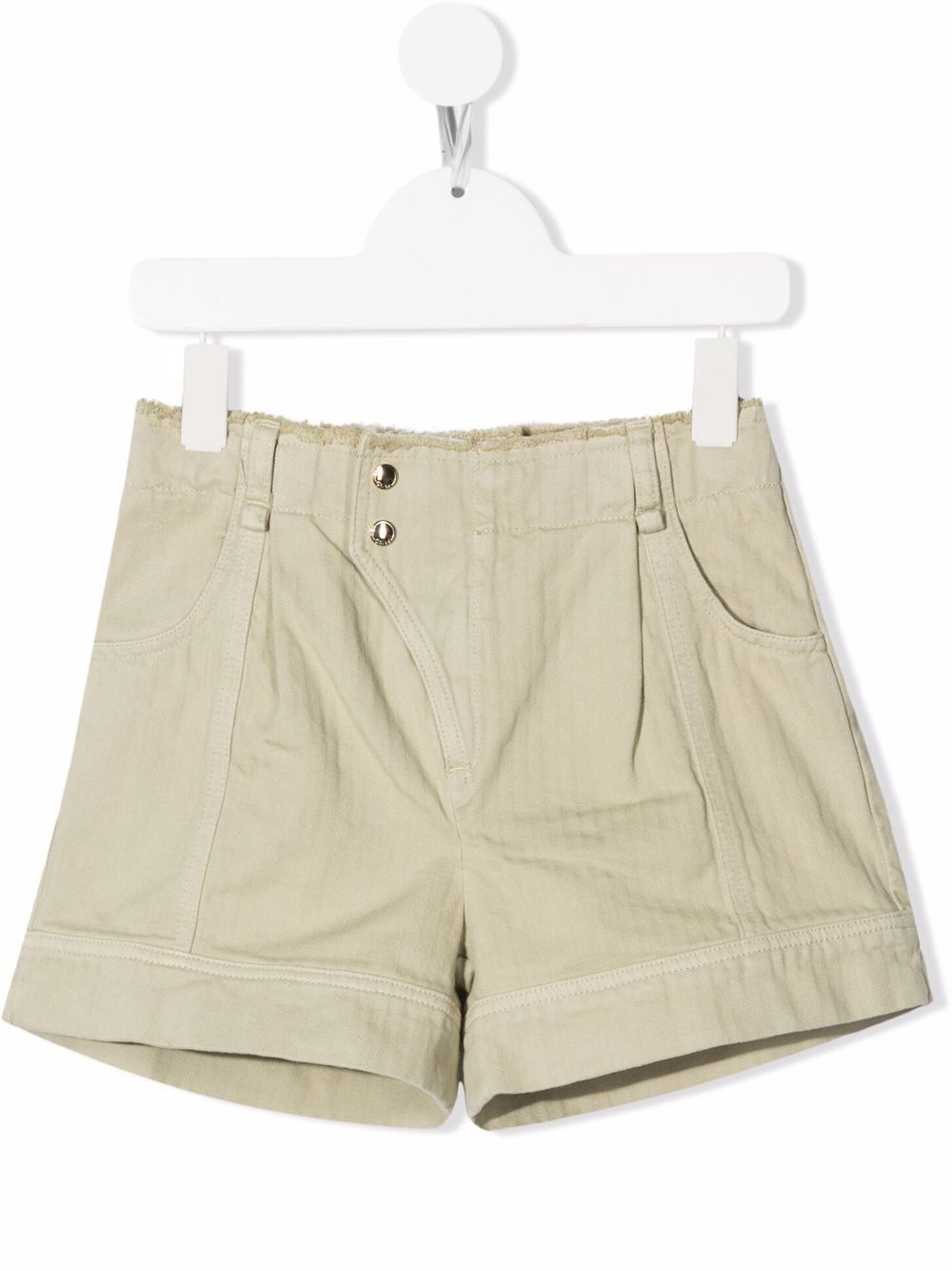Chloé Kids 条纹阔腿短裤 - 绿色