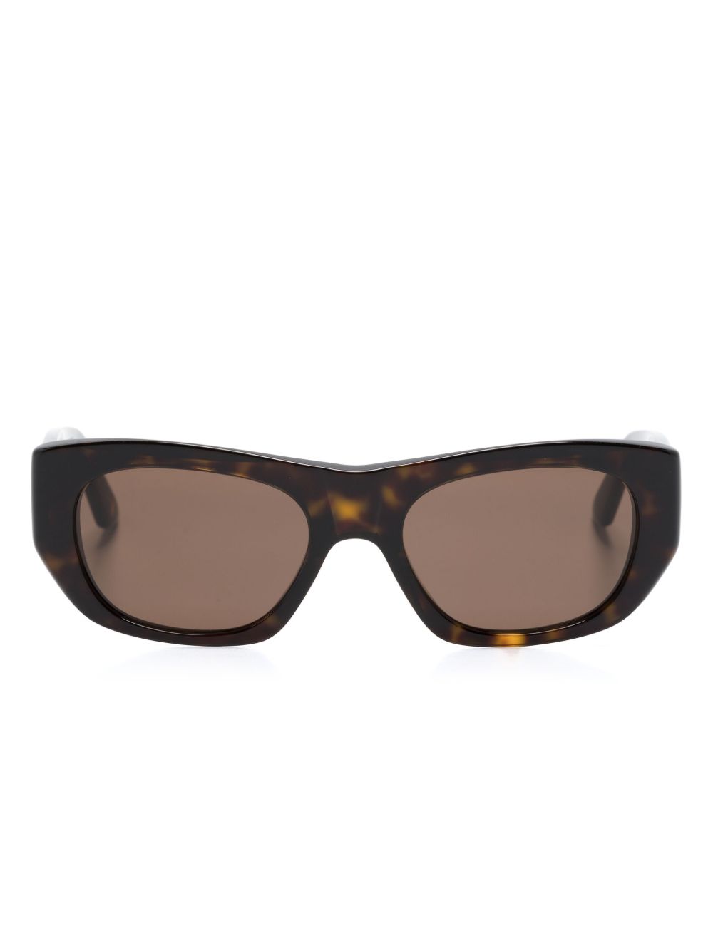 Alexander McQueen Eyewear 几何形镜框太阳眼镜 - 褐色