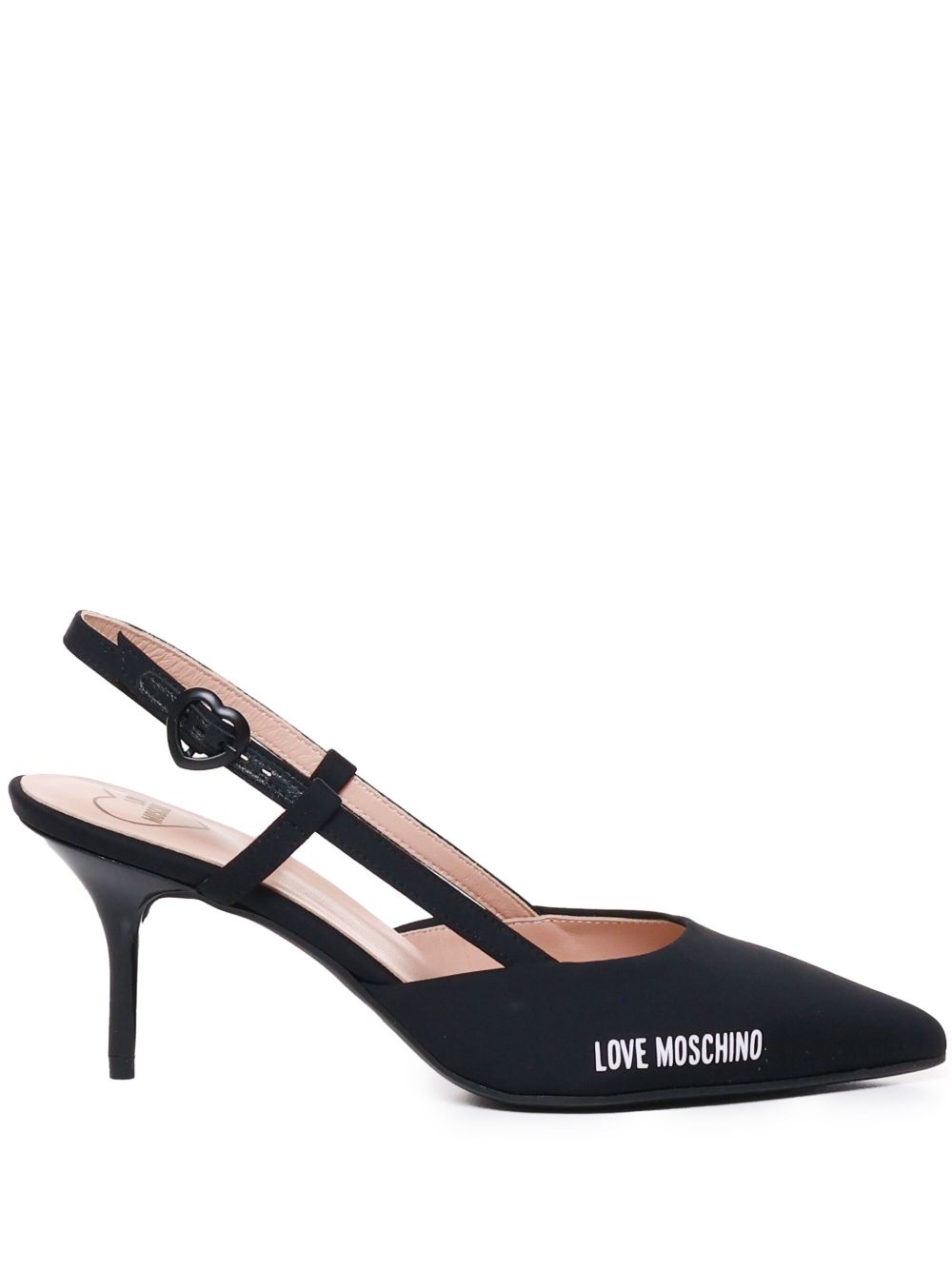 Love Moschino logo印花中跟鞋（7厘米） - 黑色