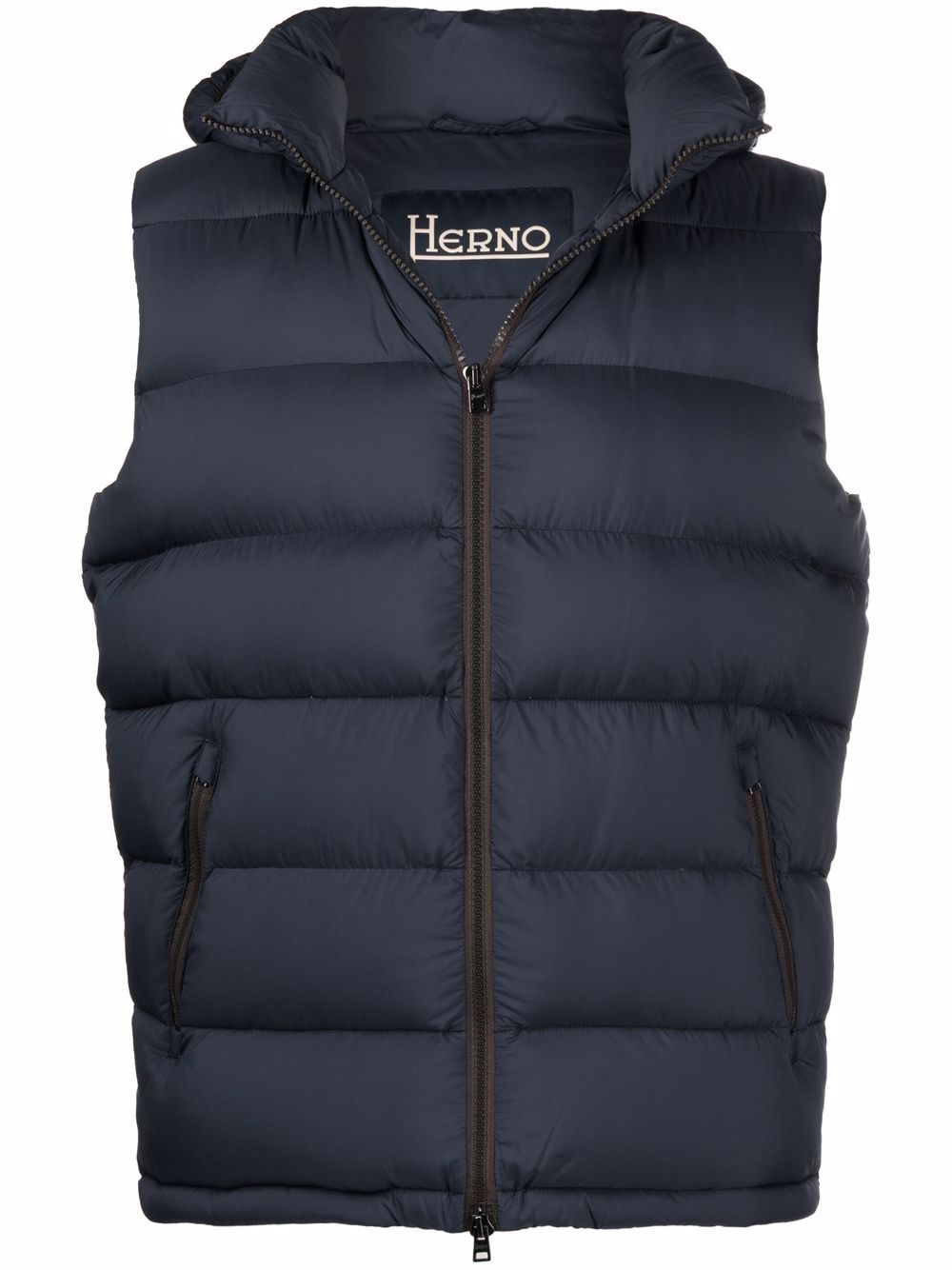 Herno 绗缝连帽马甲 - 蓝色