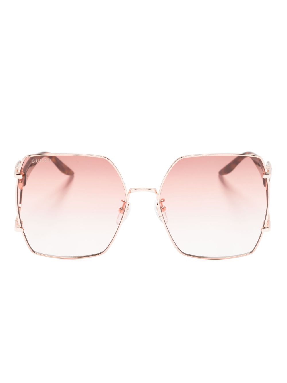 Gucci Eyewear Double G 超大镜框太阳眼镜 - 金色