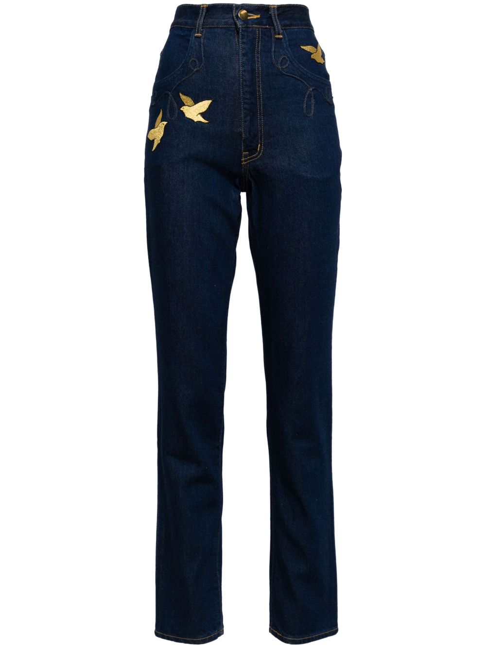 Saint Laurent Pre-Owned 高腰直筒牛仔裤（1990-2000年代典藏款） - 蓝色