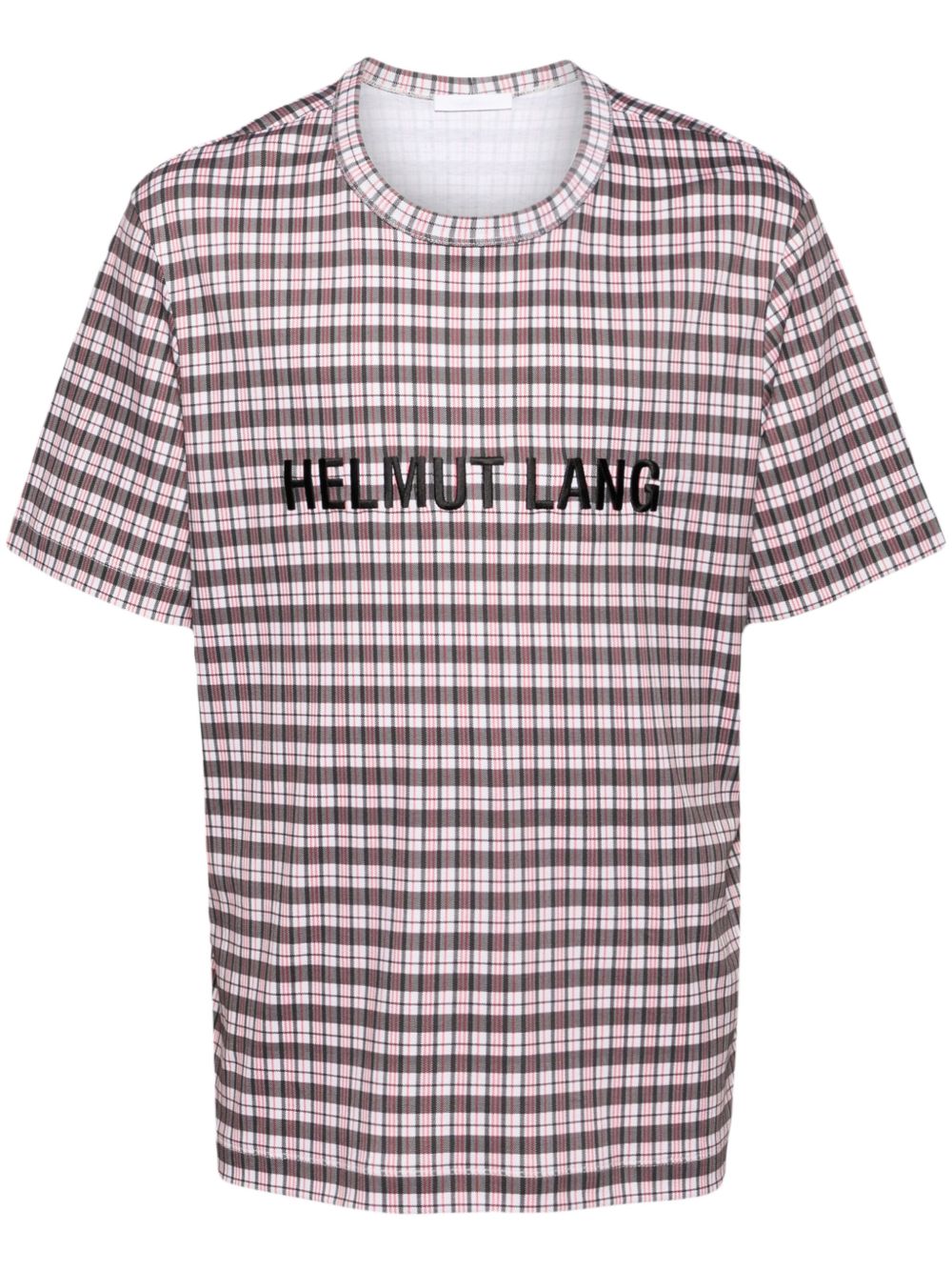 Helmut Lang logo印花格纹T恤 - 白色