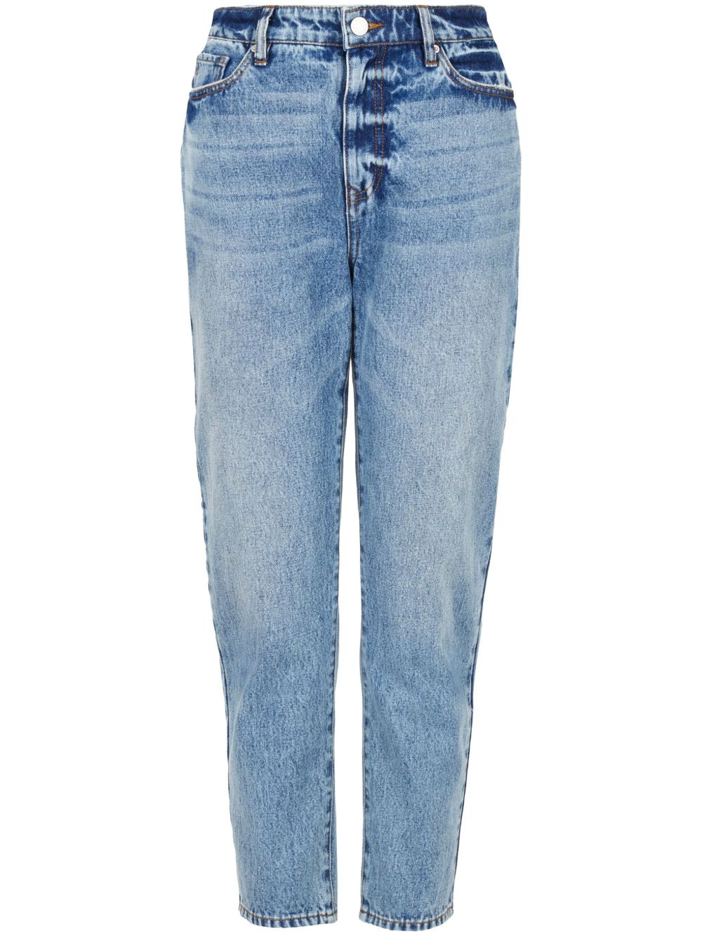 Armani Exchange logo贴花水洗锥形牛仔裤 - 蓝色