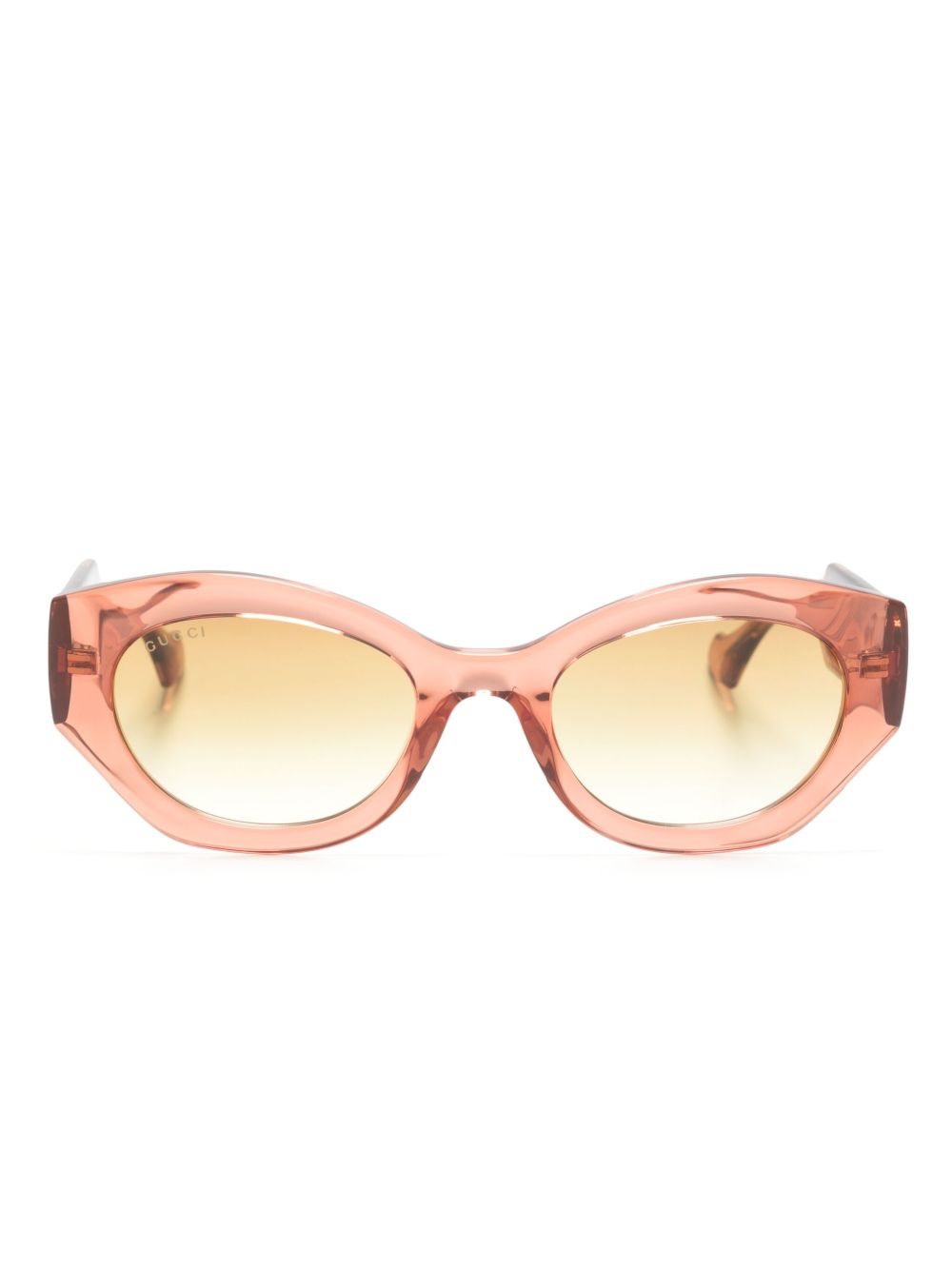 Gucci Eyewear Interlocking G logo椭圆形框太阳眼镜 - 褐色