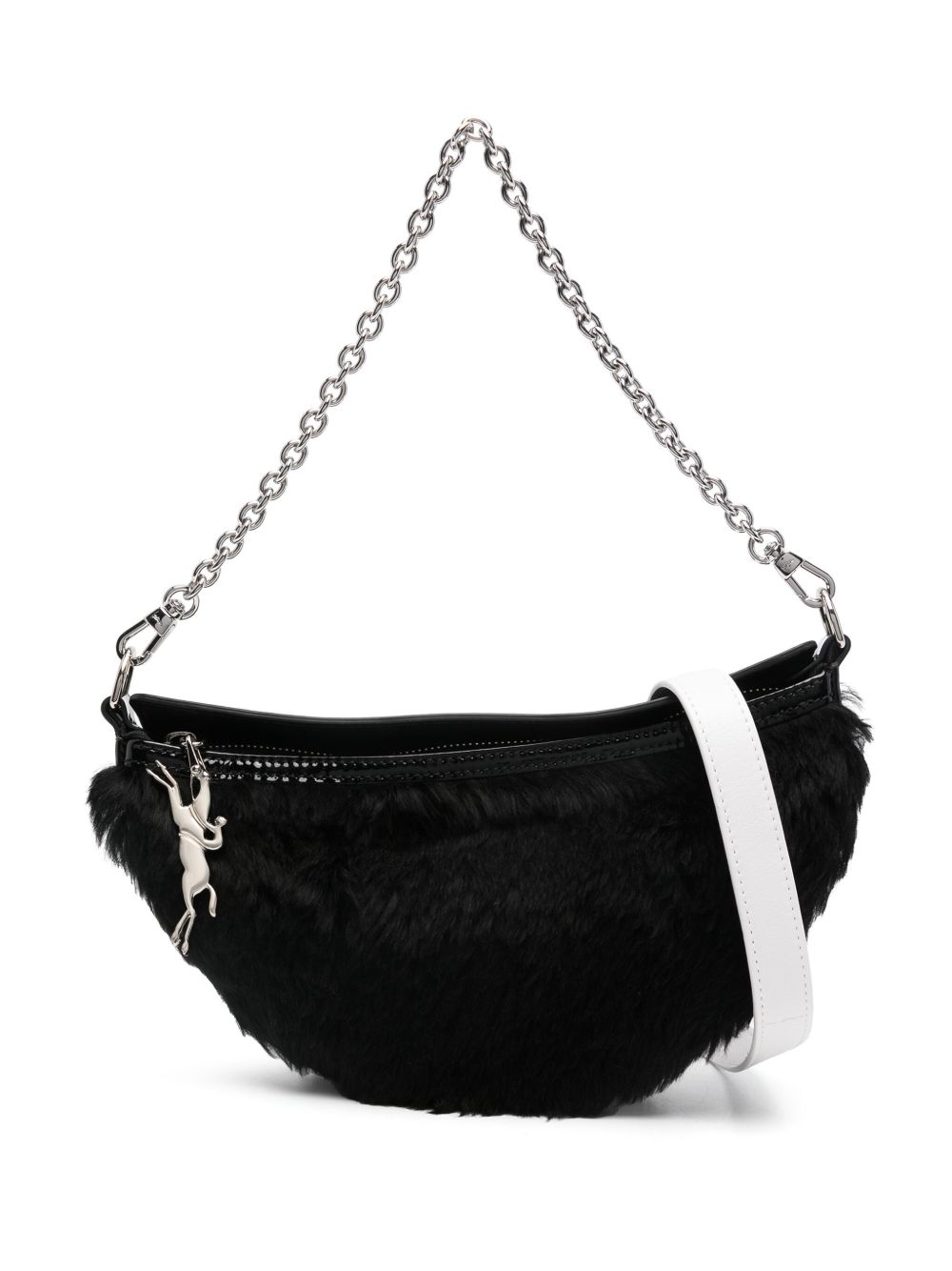 Longchamp Smile 皮毛一体小号斜挎包 - 黑色