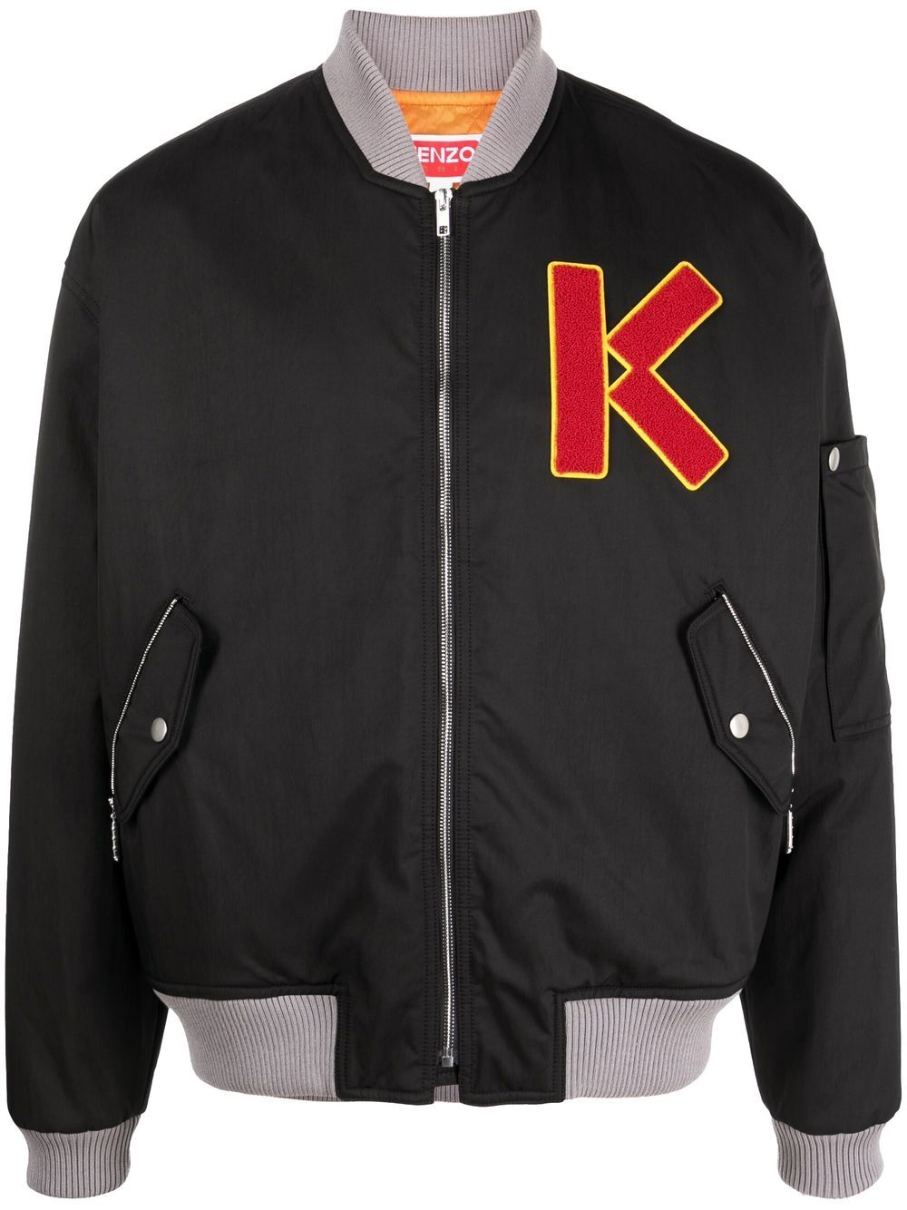 Kenzo 棉logo刺绣飞行员夹克 - 黑色