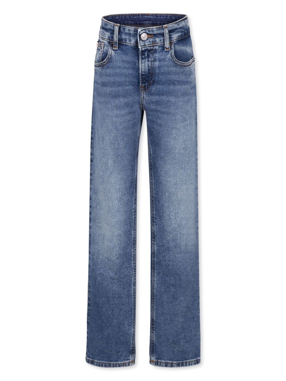 Calvin Klein Kids 中腰直筒牛仔裤 - 蓝色