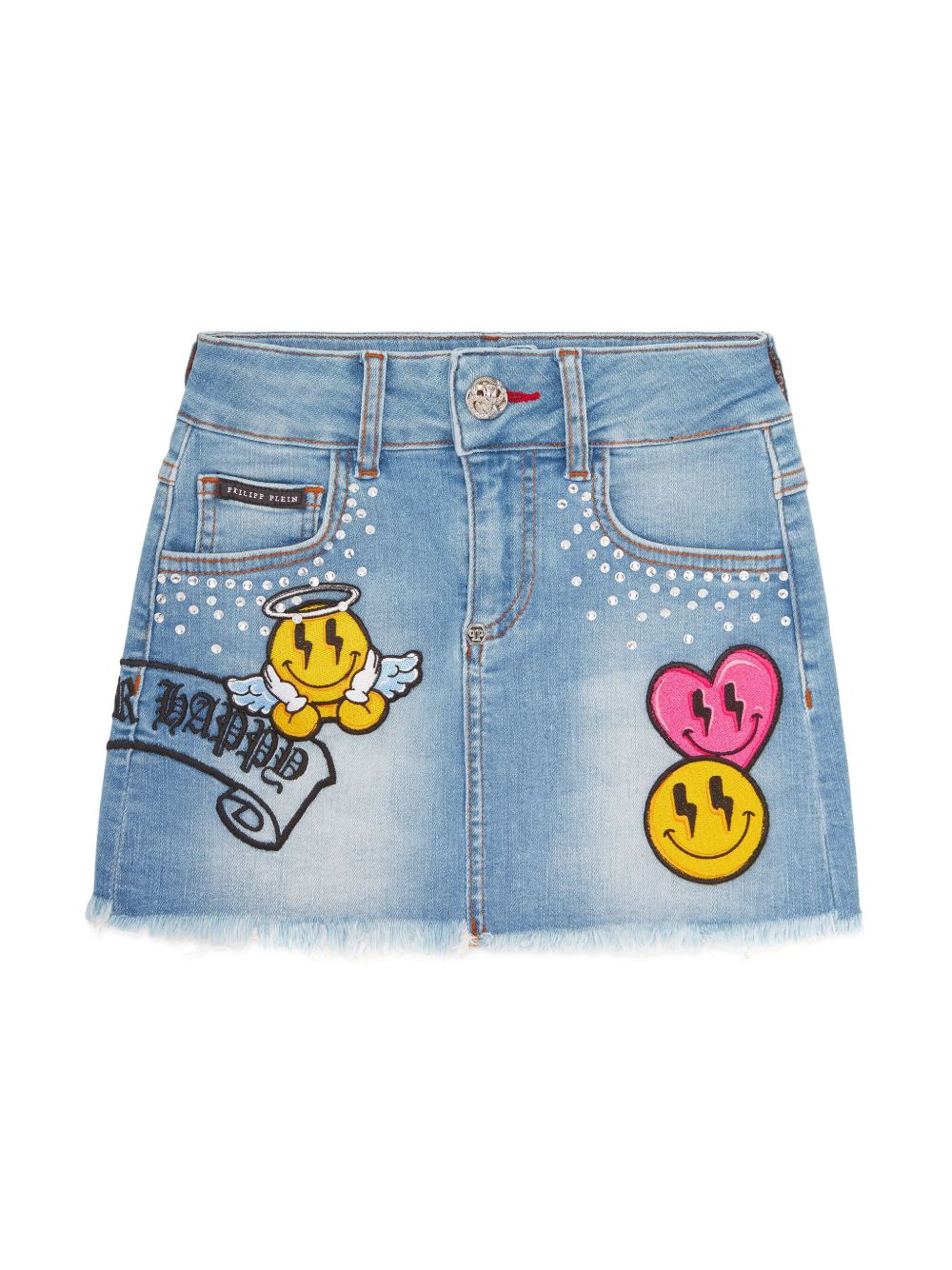 Philipp Plein Junior Smile 牛仔半身裙 - 蓝色