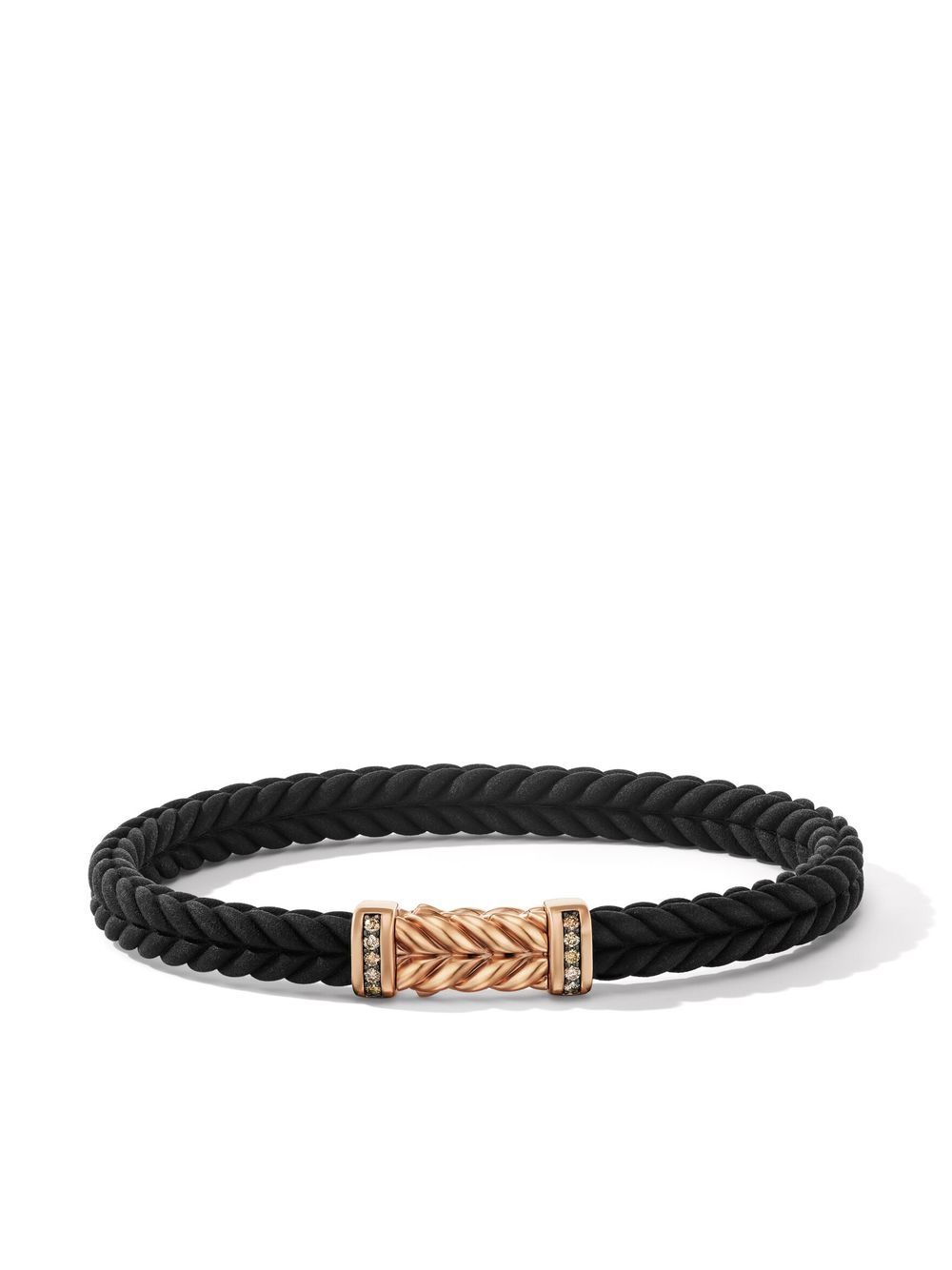 David Yurman Chevron 18K玫瑰金钻石手链（6毫米） - 黑色