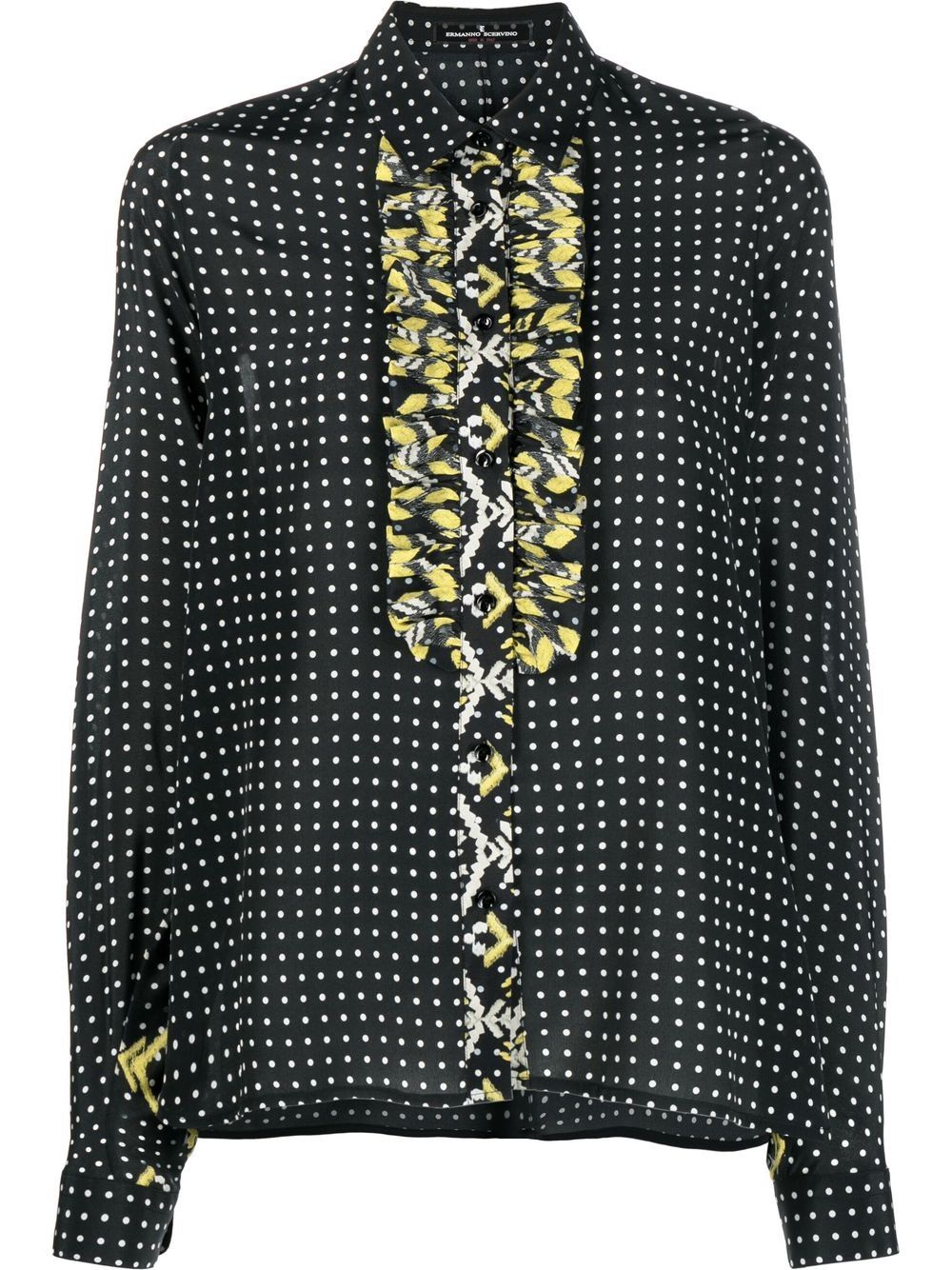 Ermanno Scervino 波点印花真丝罩衫 - 黑色