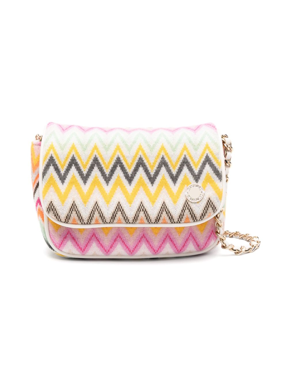 Missoni Kids Z字形图案印花包 - 白色
