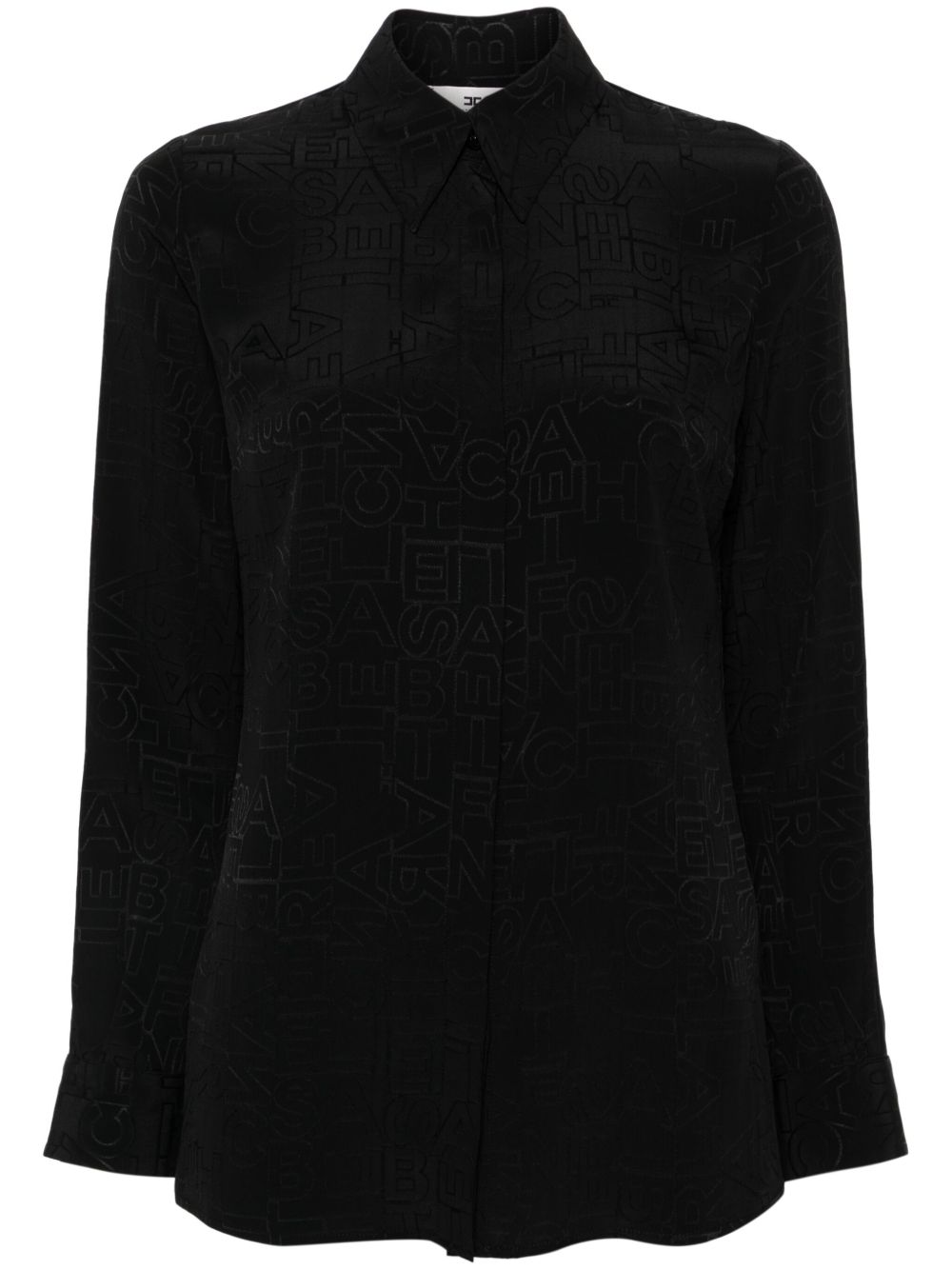 Elisabetta Franchi logo提花乔其纱衬衫 - 黑色