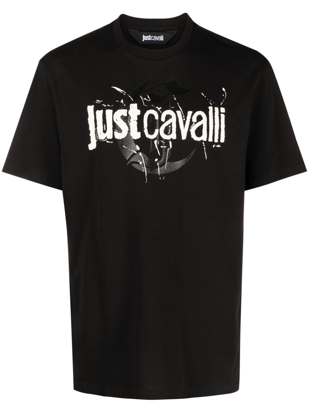 Just Cavalli logo印花棉T恤 - 黑色