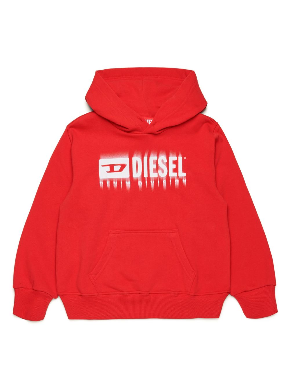 Diesel Kids logo印花棉连帽衫 - 红色