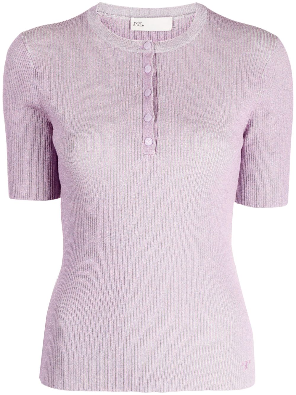 Tory Burch Henley 罗纹针织上衣 - 粉色