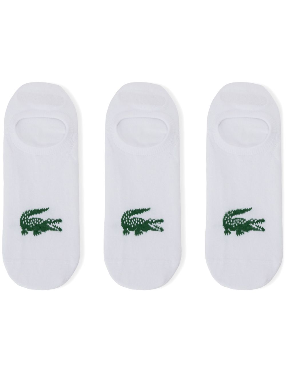 Lacoste logo提花针织袜（三双装） - 白色