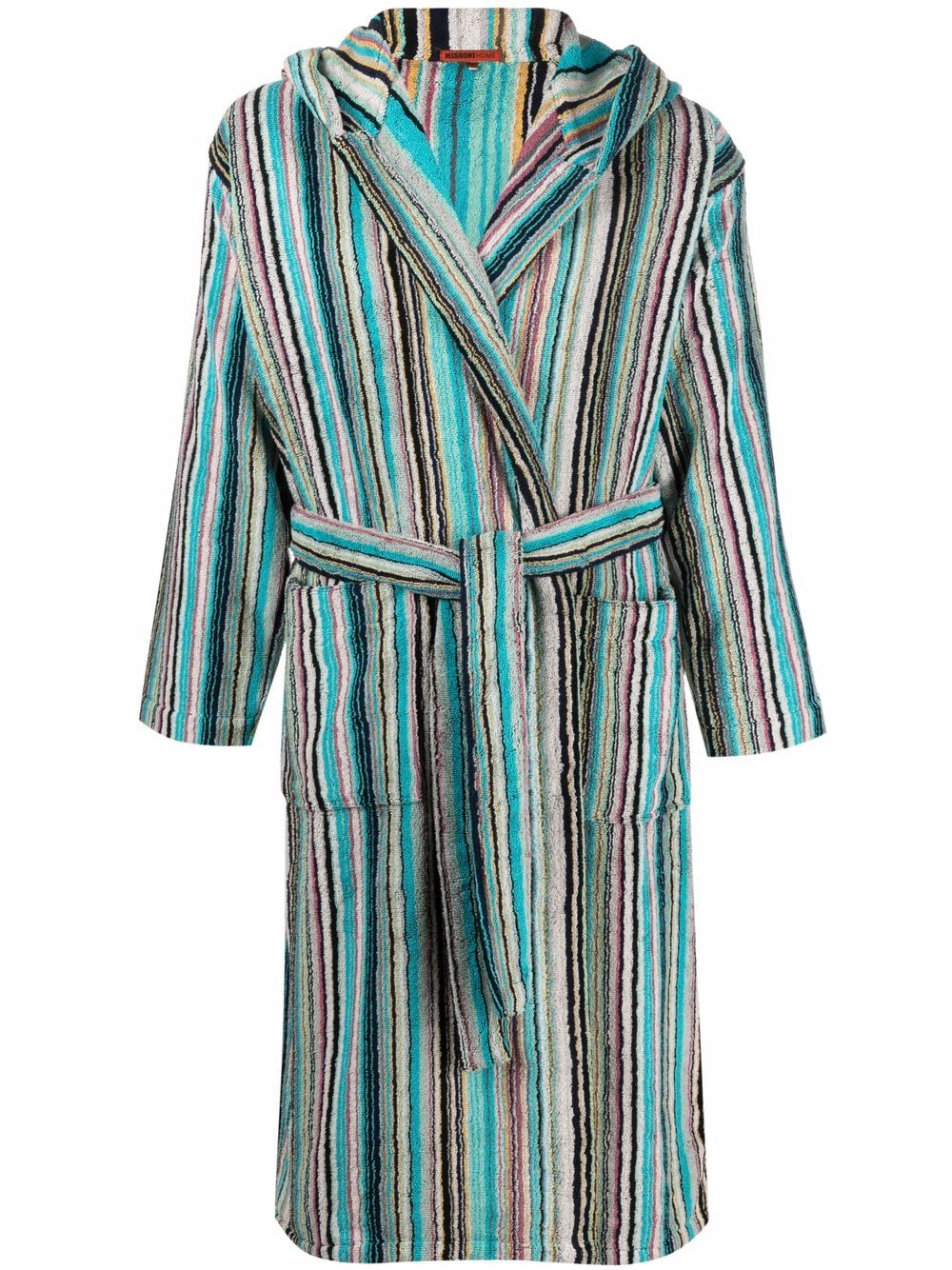 Missoni Home Jazz 条纹连帽浴袍 - 蓝色