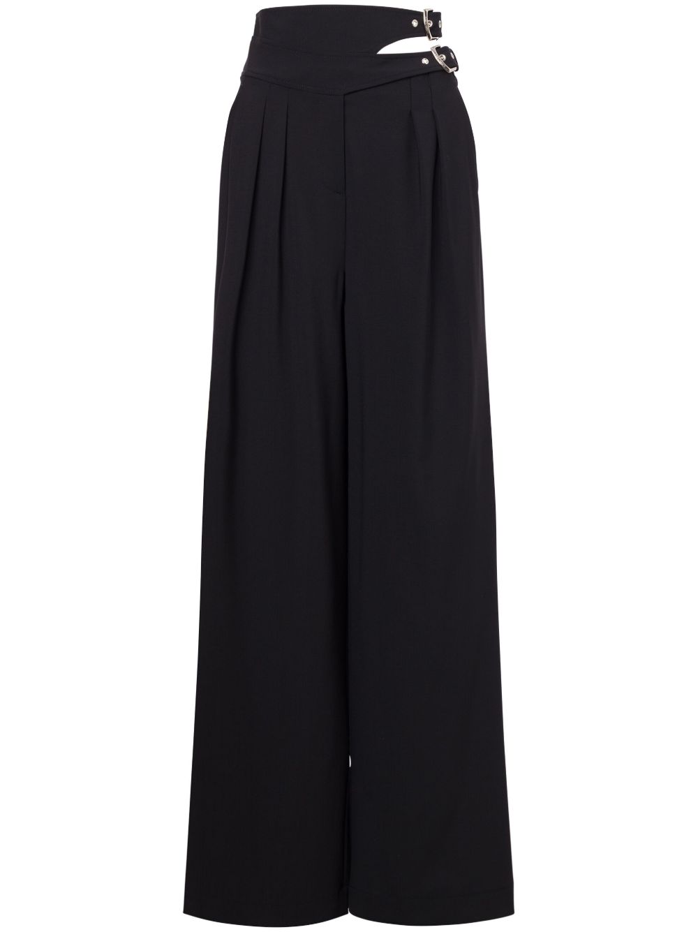 Alberta Ferretti 镂空扣环开合帕拉松长裤 - 黑色