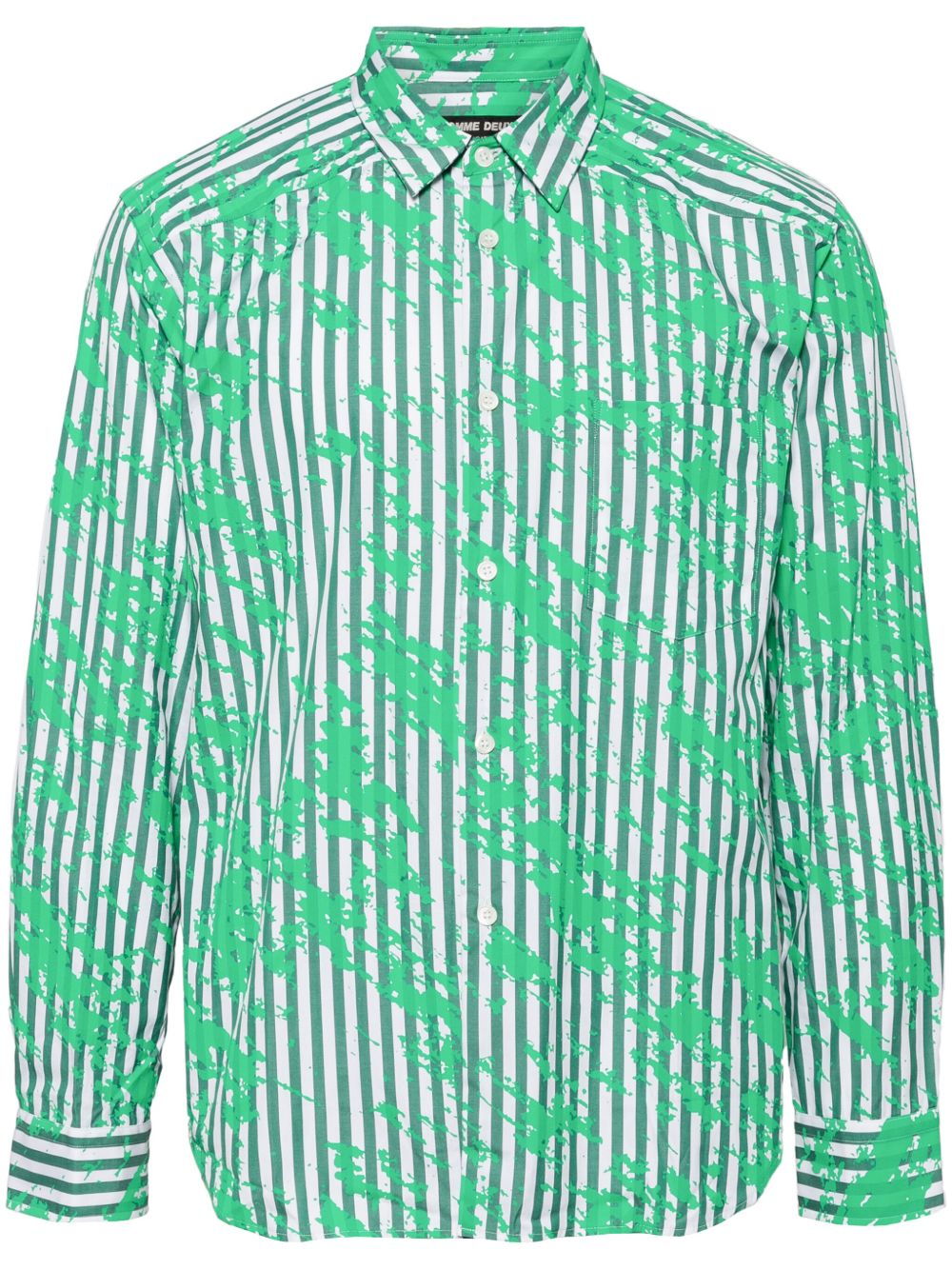 Comme des Garçons Homme Deux 泼漆效果条纹衬衫 - 绿色