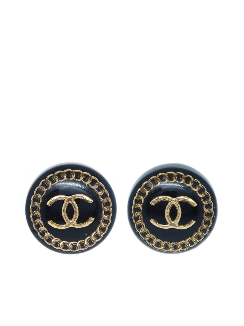 CHANEL Pre-Owned CC 纽扣形耳环（2022年典藏款） - 蓝色