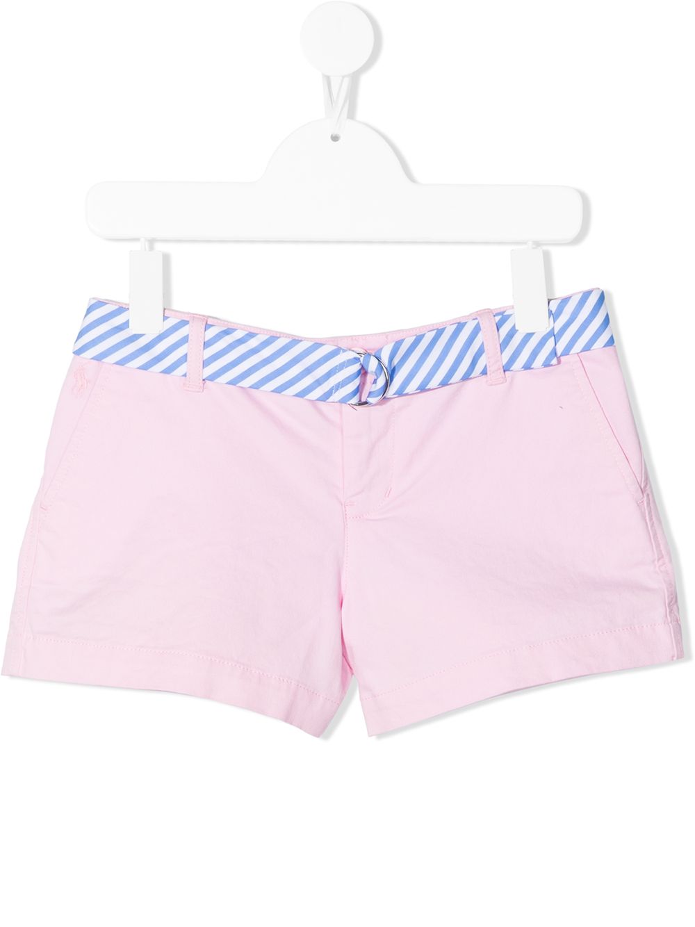 POLO RALPH LAUREN KIDS 条纹印花束腰短裤 - 粉色