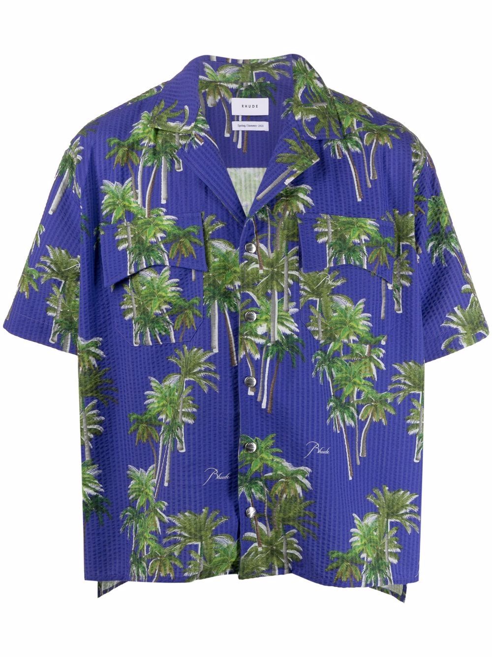 RHUDE 棕树印花衬衫 - 蓝色