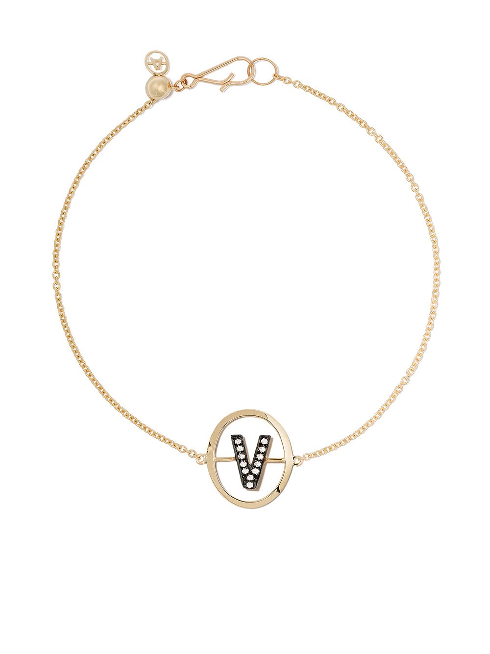 Annoushka V 字母吊饰18K黄金钻石镶嵌手链 - 金色